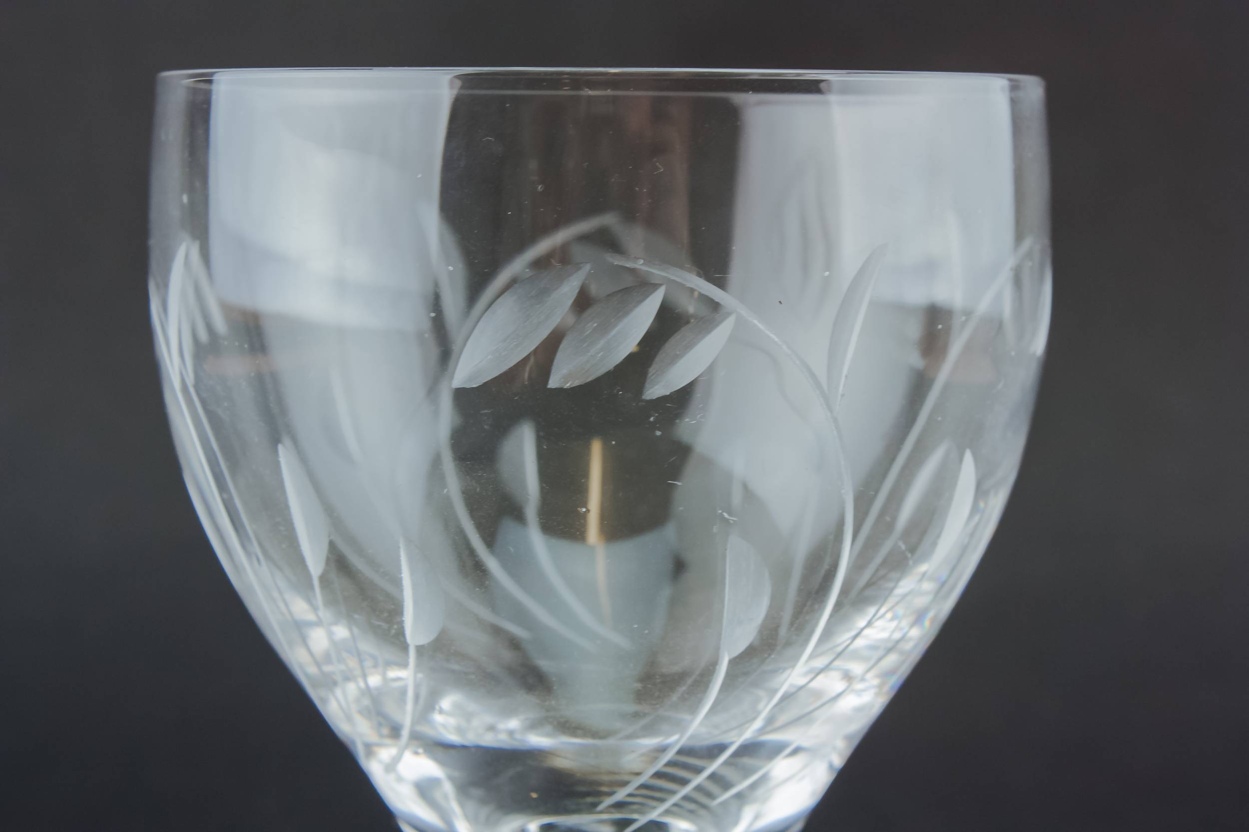 Vintage Blown Gift — 3 engraved wine glasses 1