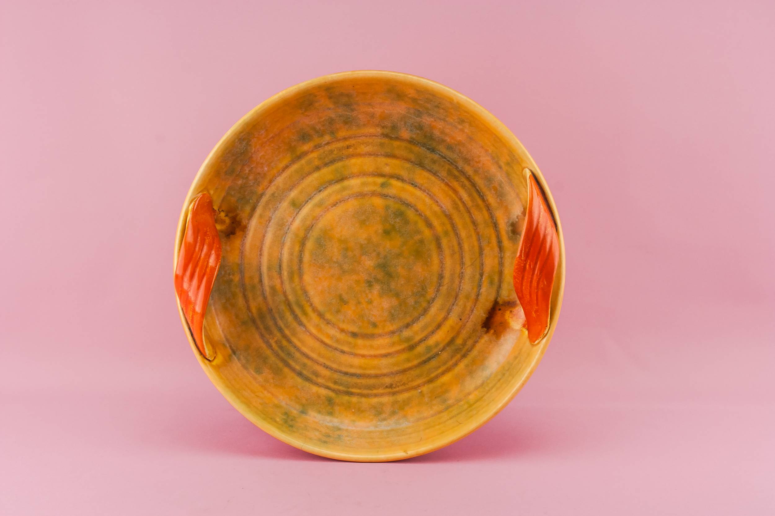 Vintage Pottery Mottled — Art Deco pottery serving dish