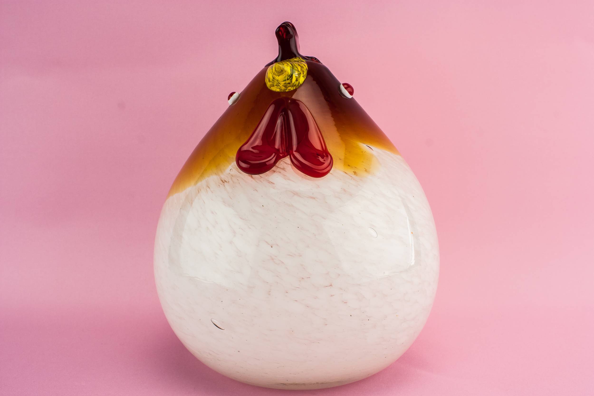 Charming Vintage Mottled — Glass chicken paperweight