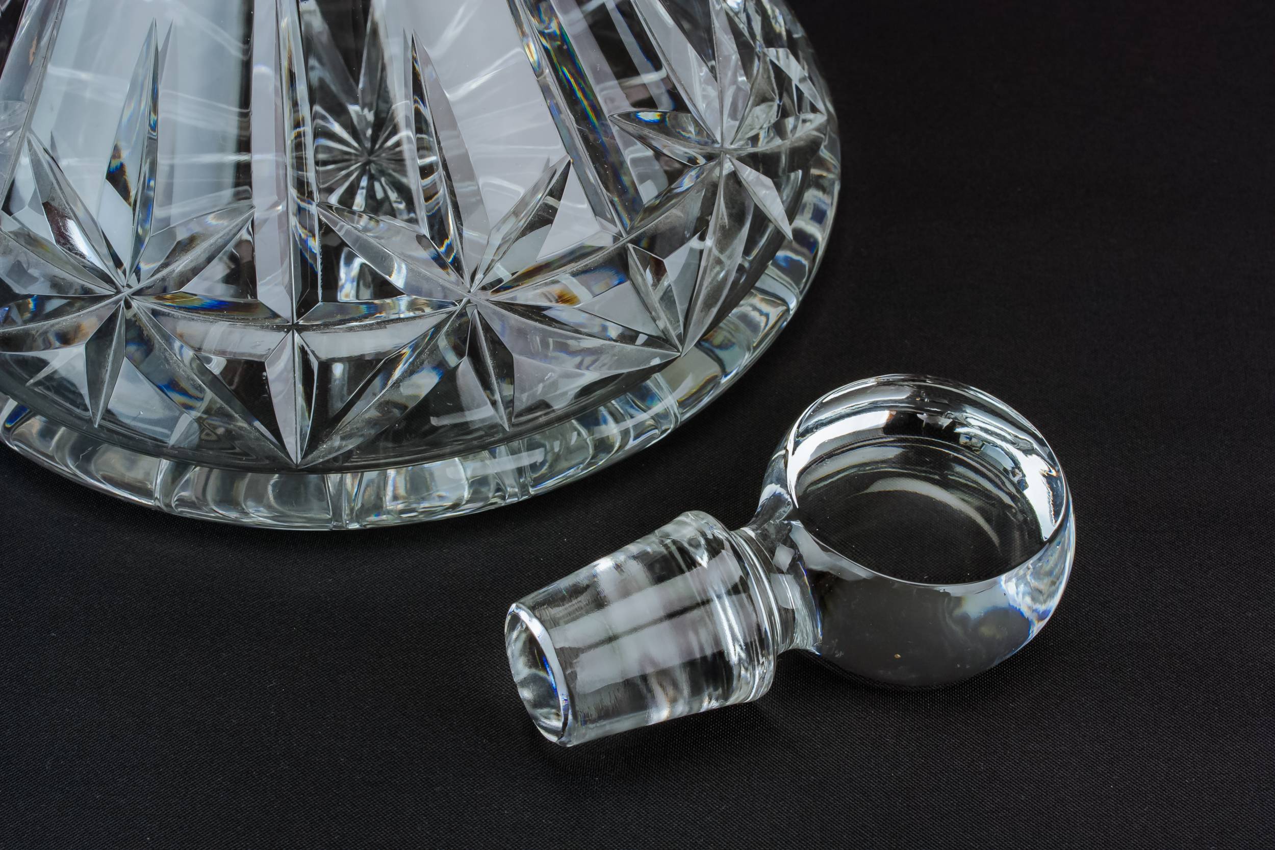 Cut Glass Crystal — Port cut glass ship decanter 2