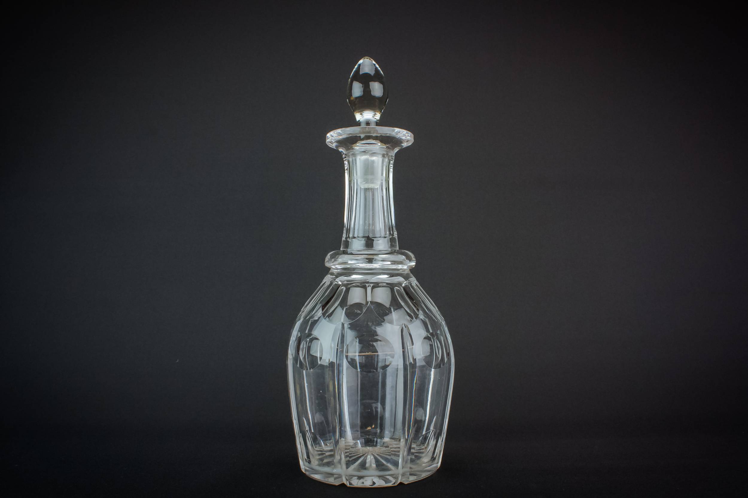 Antique Small Wine — Barrel cut glass decanter