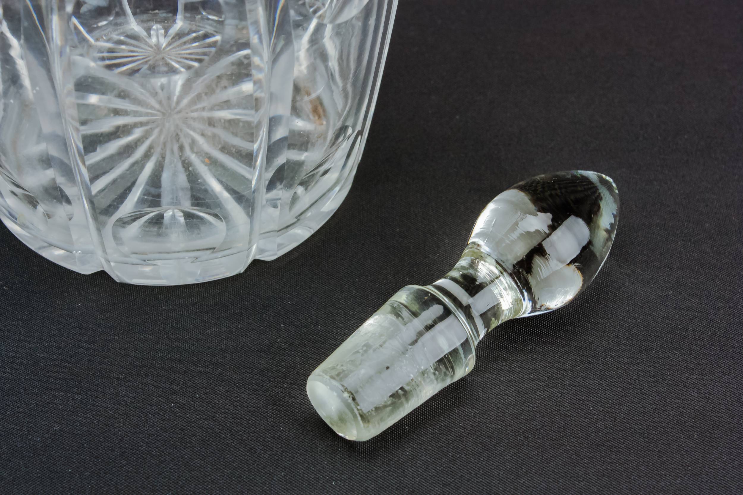 Antique Small Wine — Barrel cut glass decanter 2