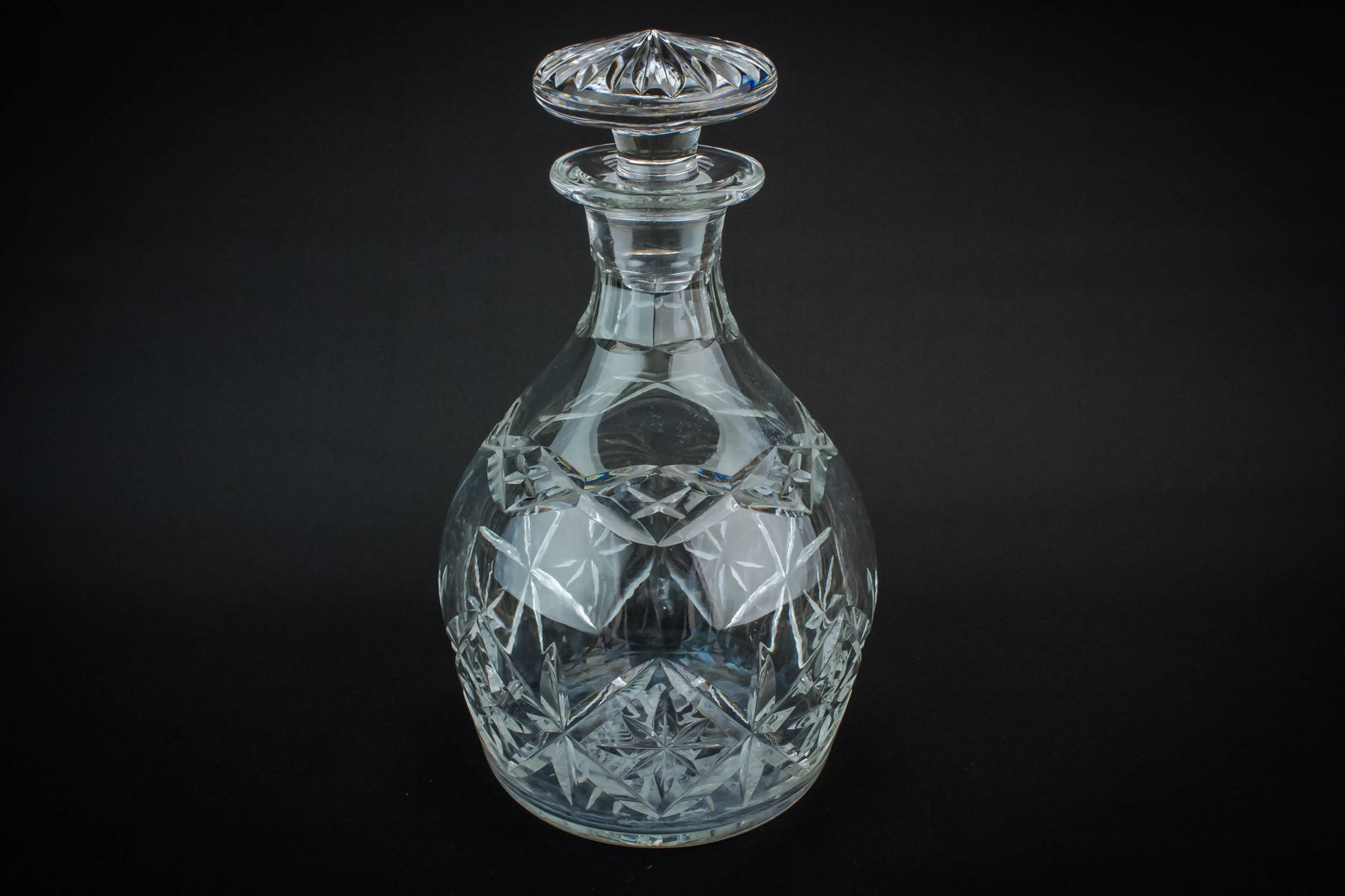 Cut Glass Crystal — Globular cut glass decanter