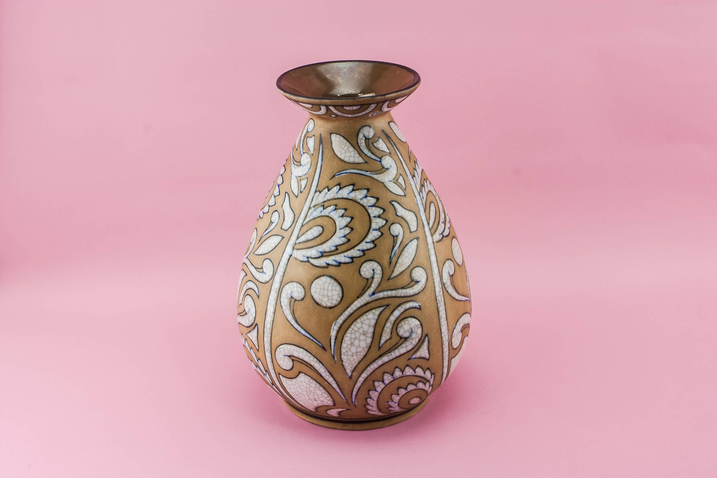 Pottery Slick Floral — Modernist pottery vase