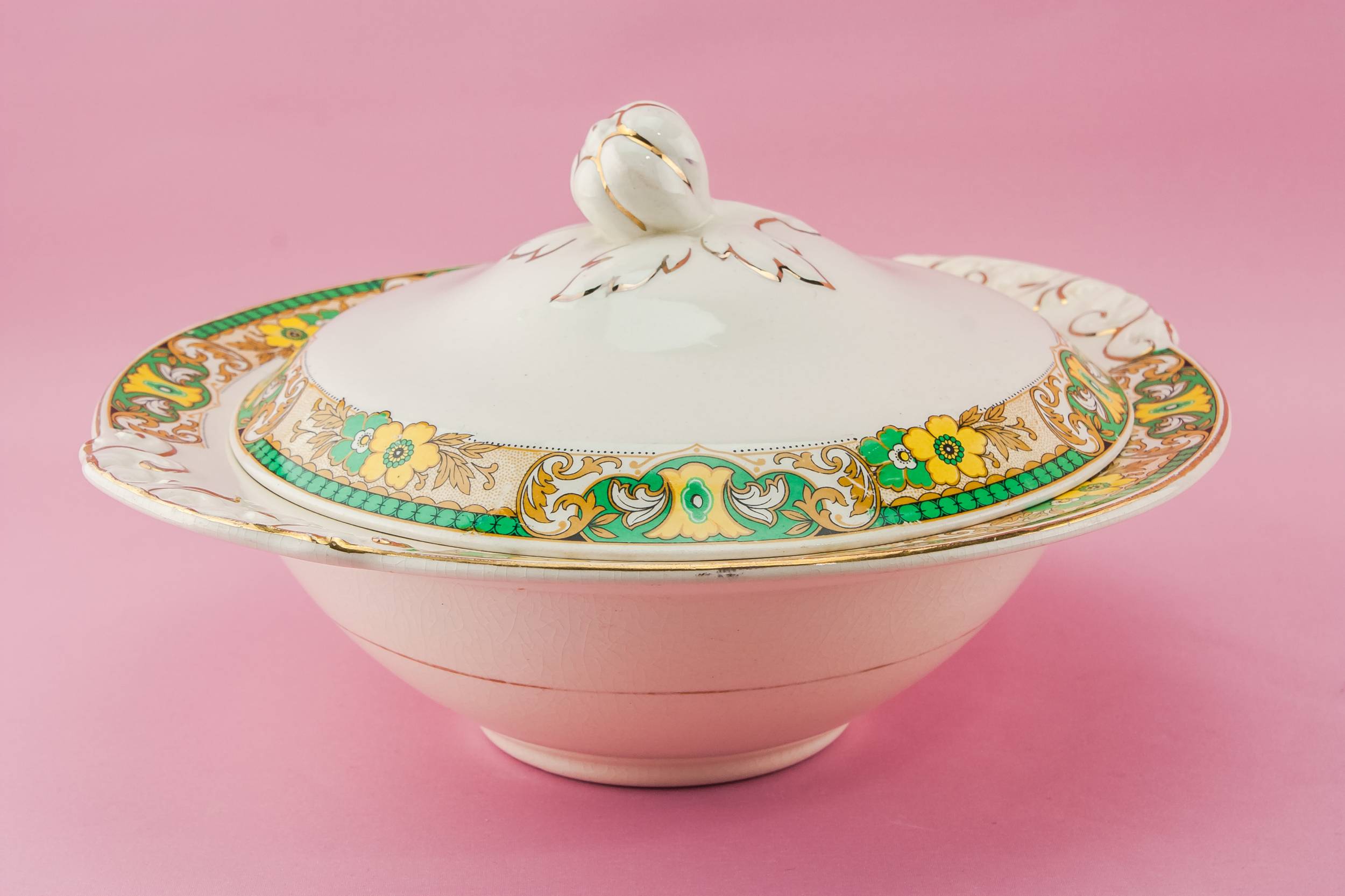 Pottery Small Floral — Art Deco pottery tureen 4