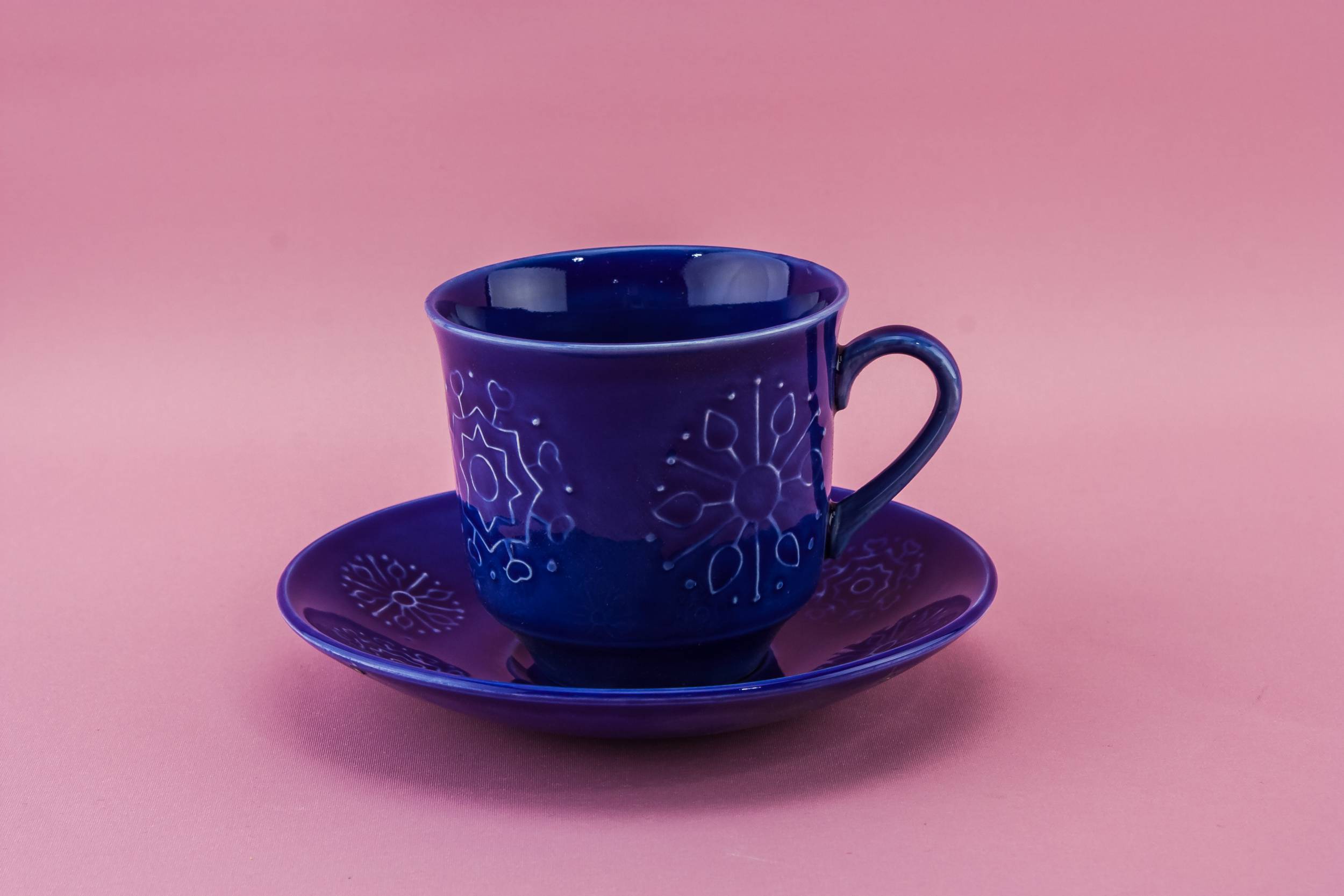 Persons Spectacular Pottery — Blue tea set for four