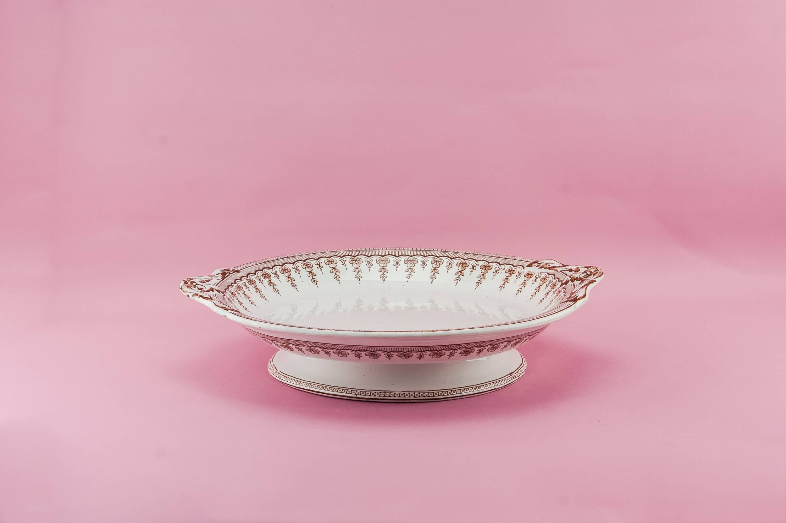 Spectacular Neo-Classical Floral — Pottery serving bowl