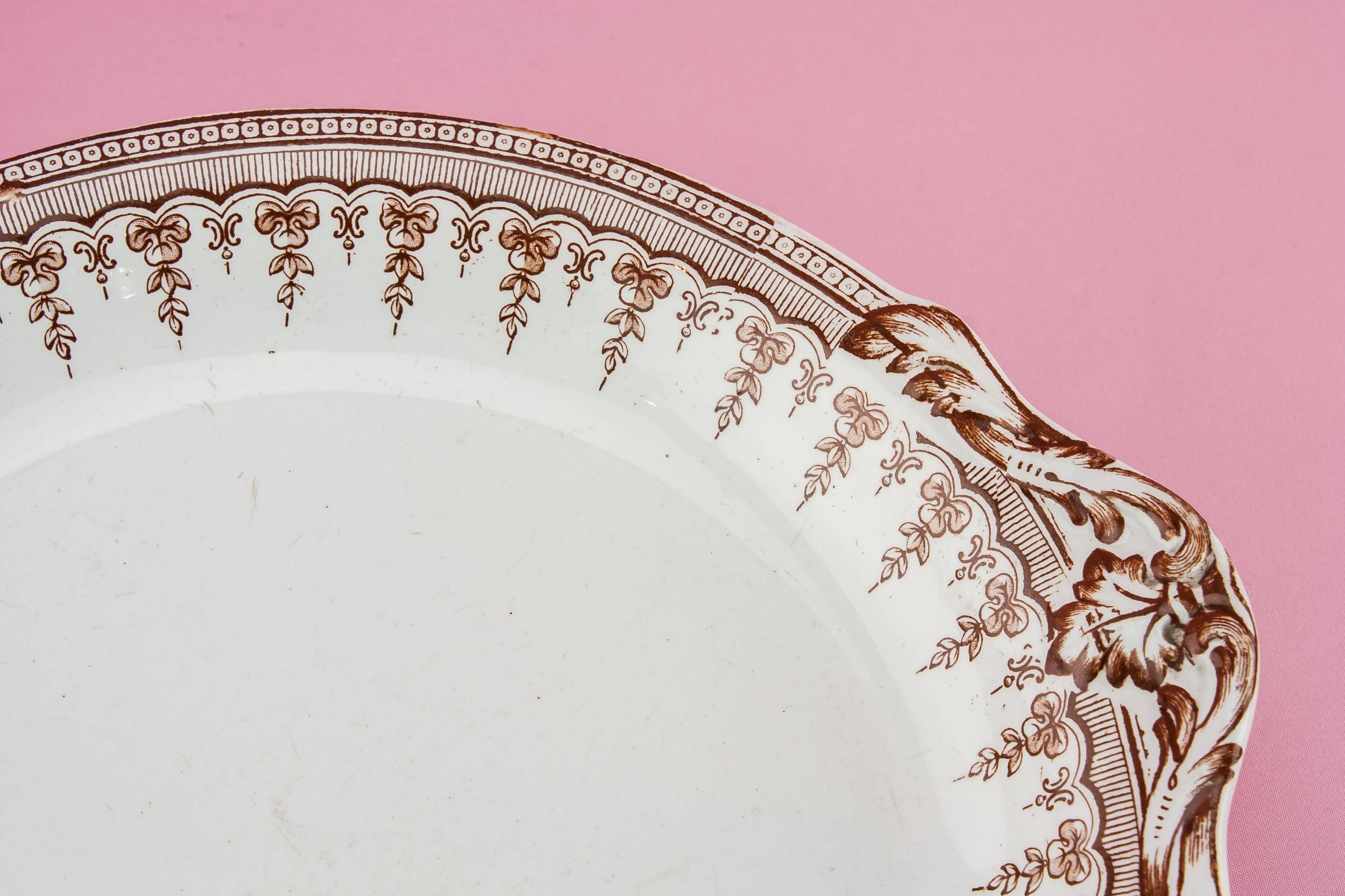 Spectacular Neo-Classical Floral — Pottery serving bowl 1