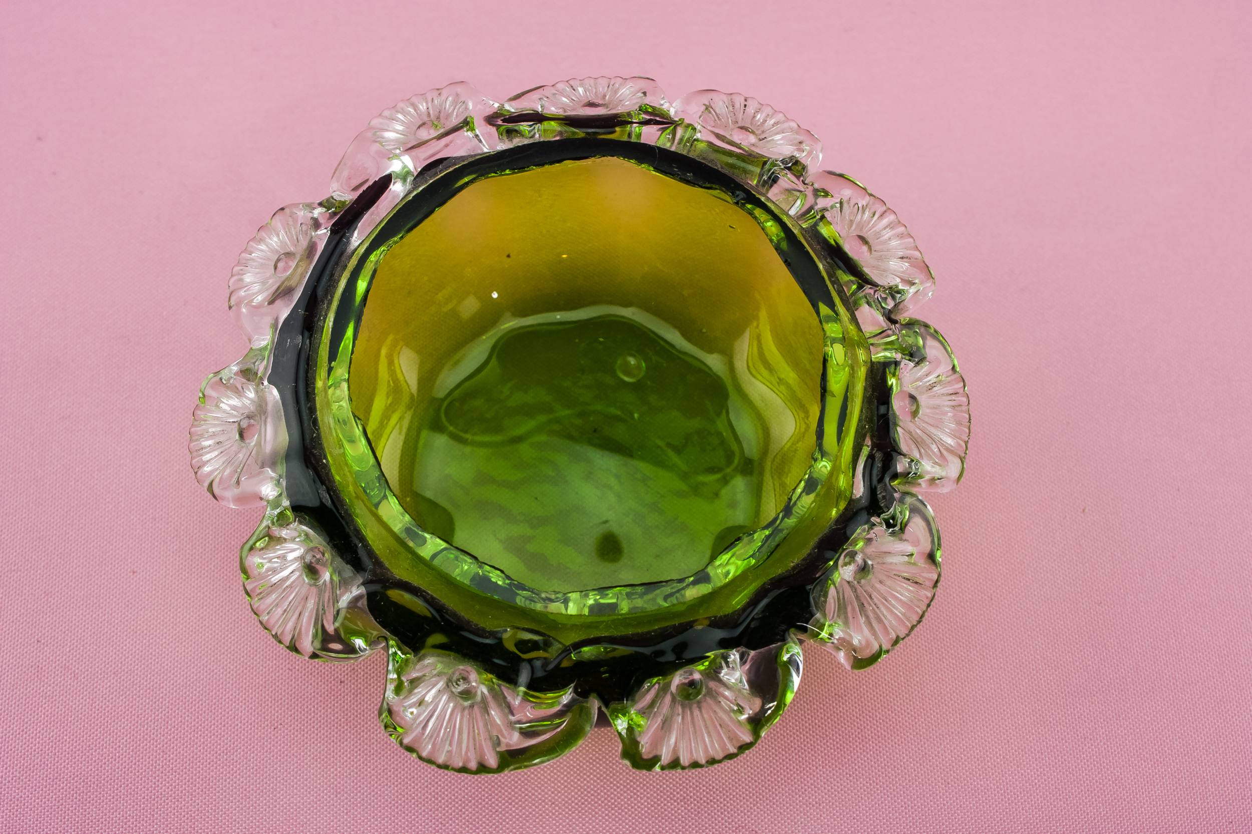Green Glass Butter — 2 green glass butter bowls 3