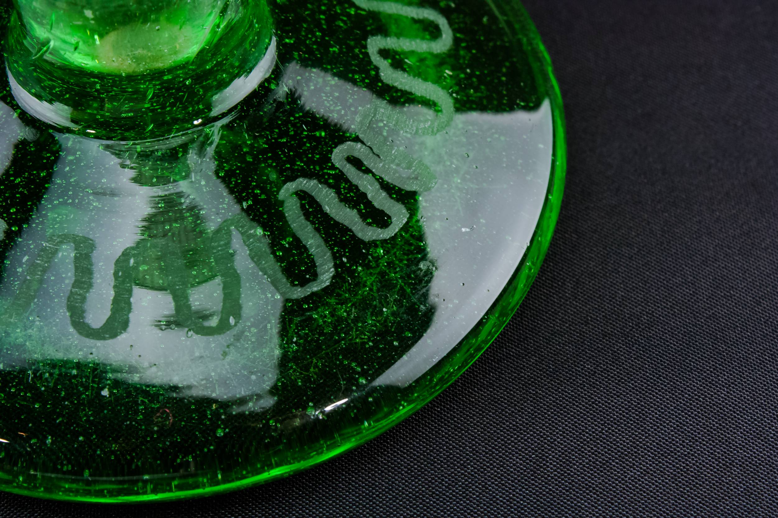 Beautiful Vintage VASE — Green glass trumpet vase 2