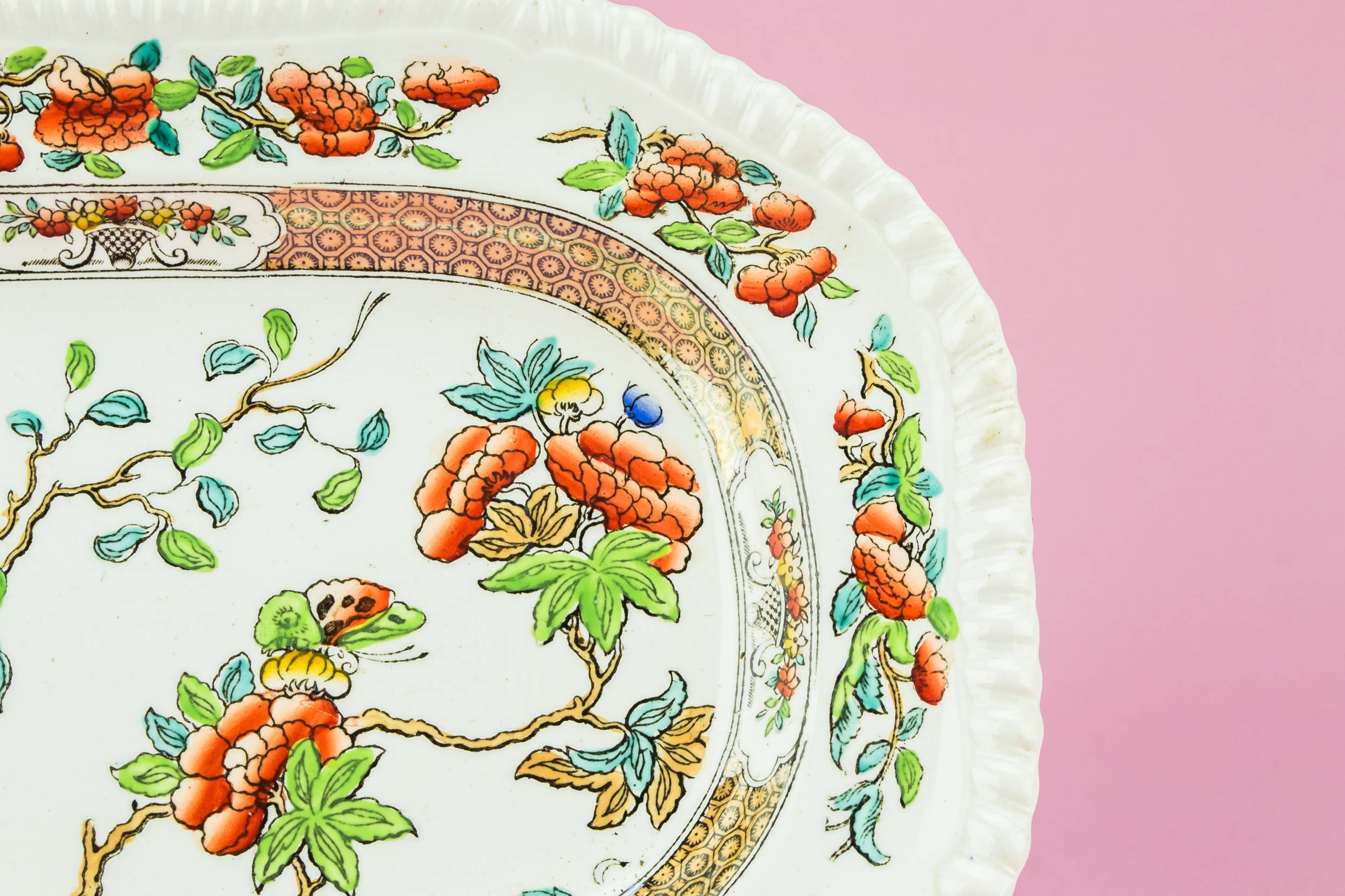 Antique Traditional Rose — Small Copeland platter 1