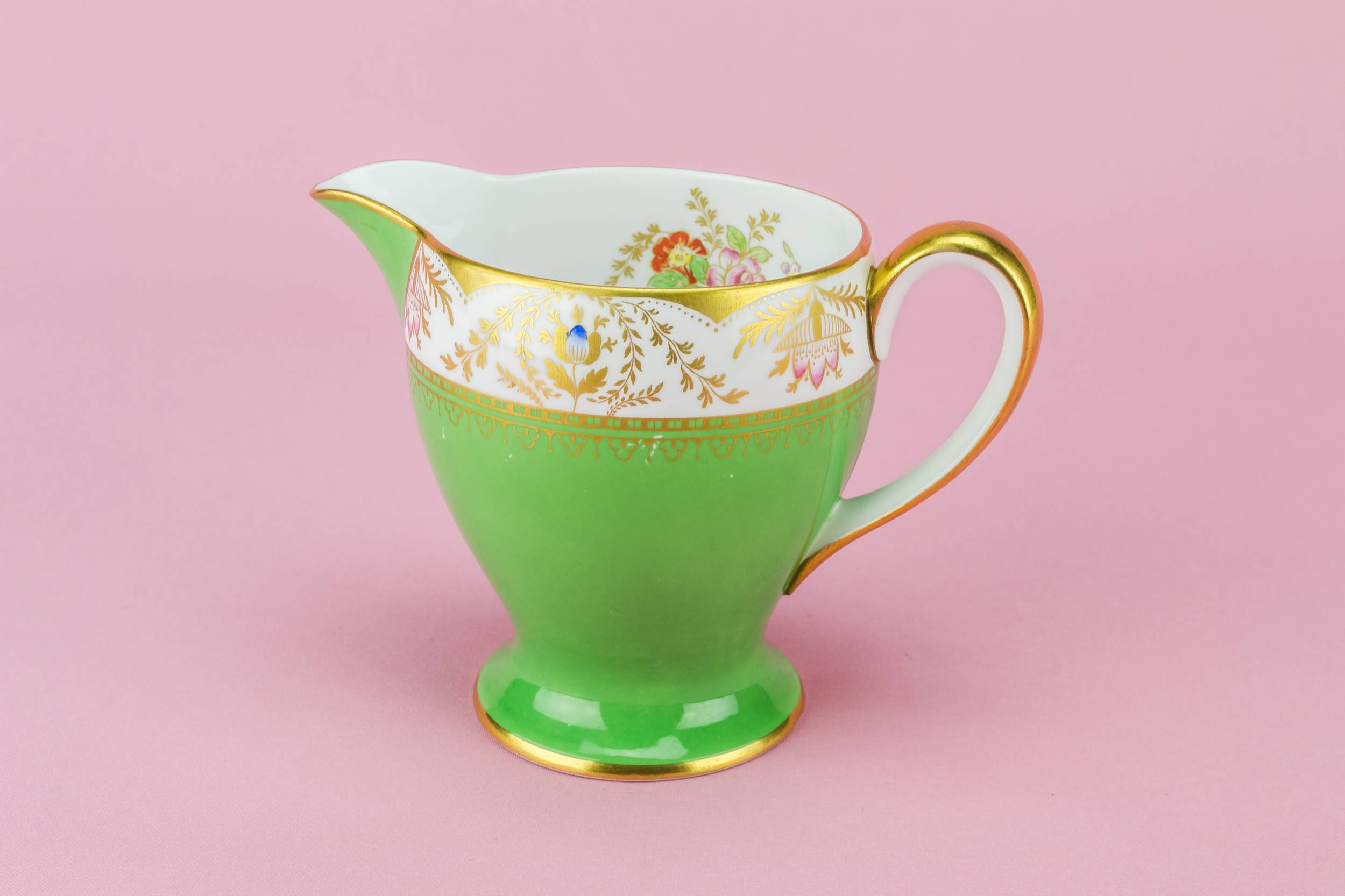 Antique Bone China — Green bone china creamer