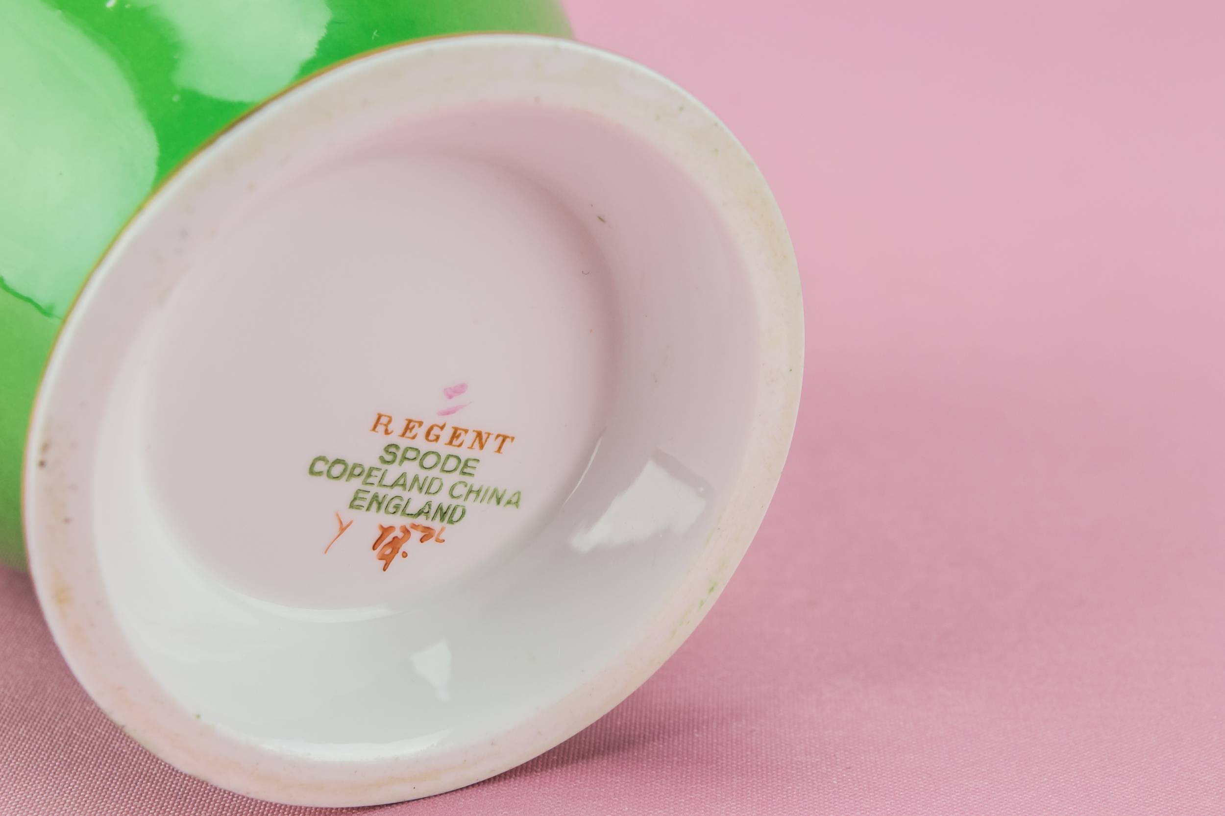 Antique Bone China — Green bone china creamer 3