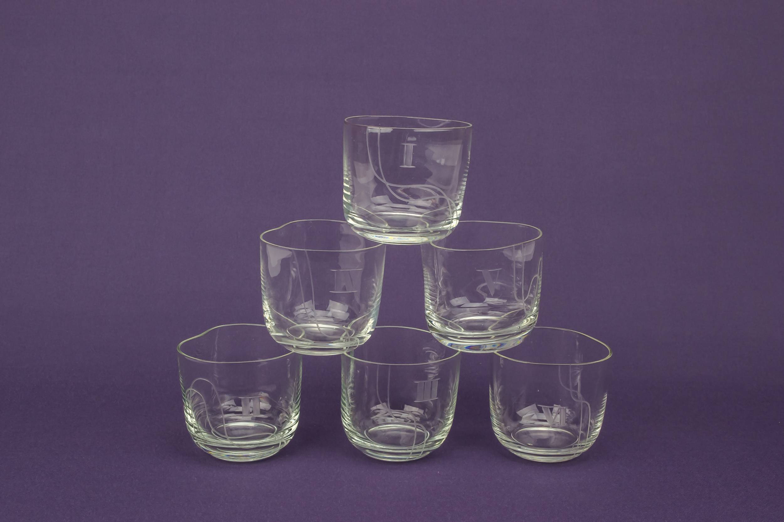 Crystal Small Punch — 6 numbered whisky glasses