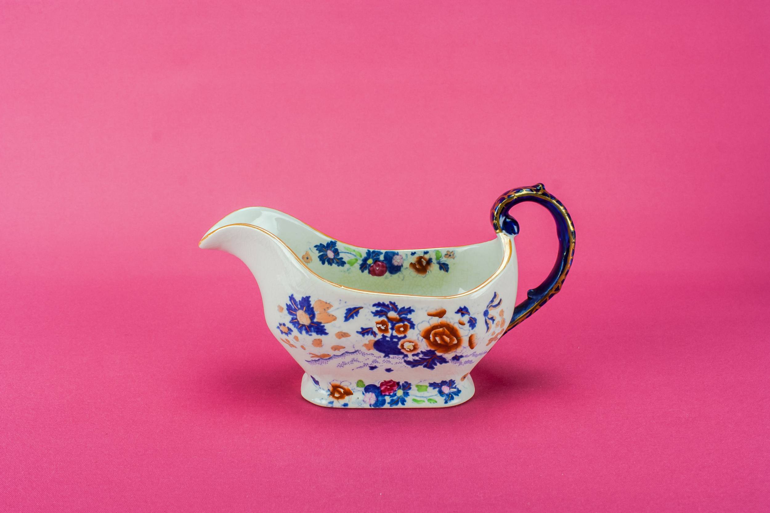 Blue And White — Victorian pottery gravy boat