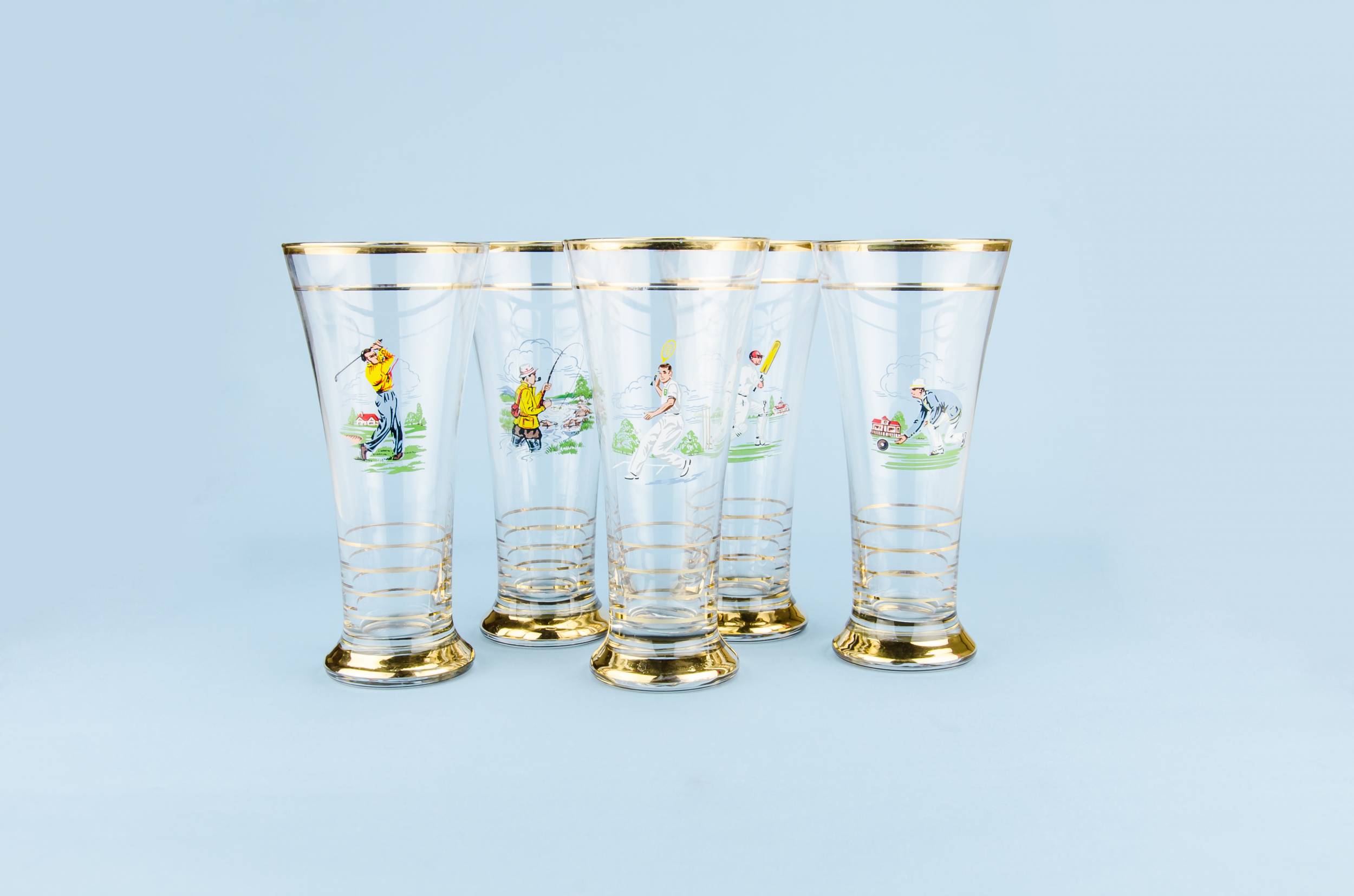 Crystal Vintage Sports — 5 trumpet beer glasses
