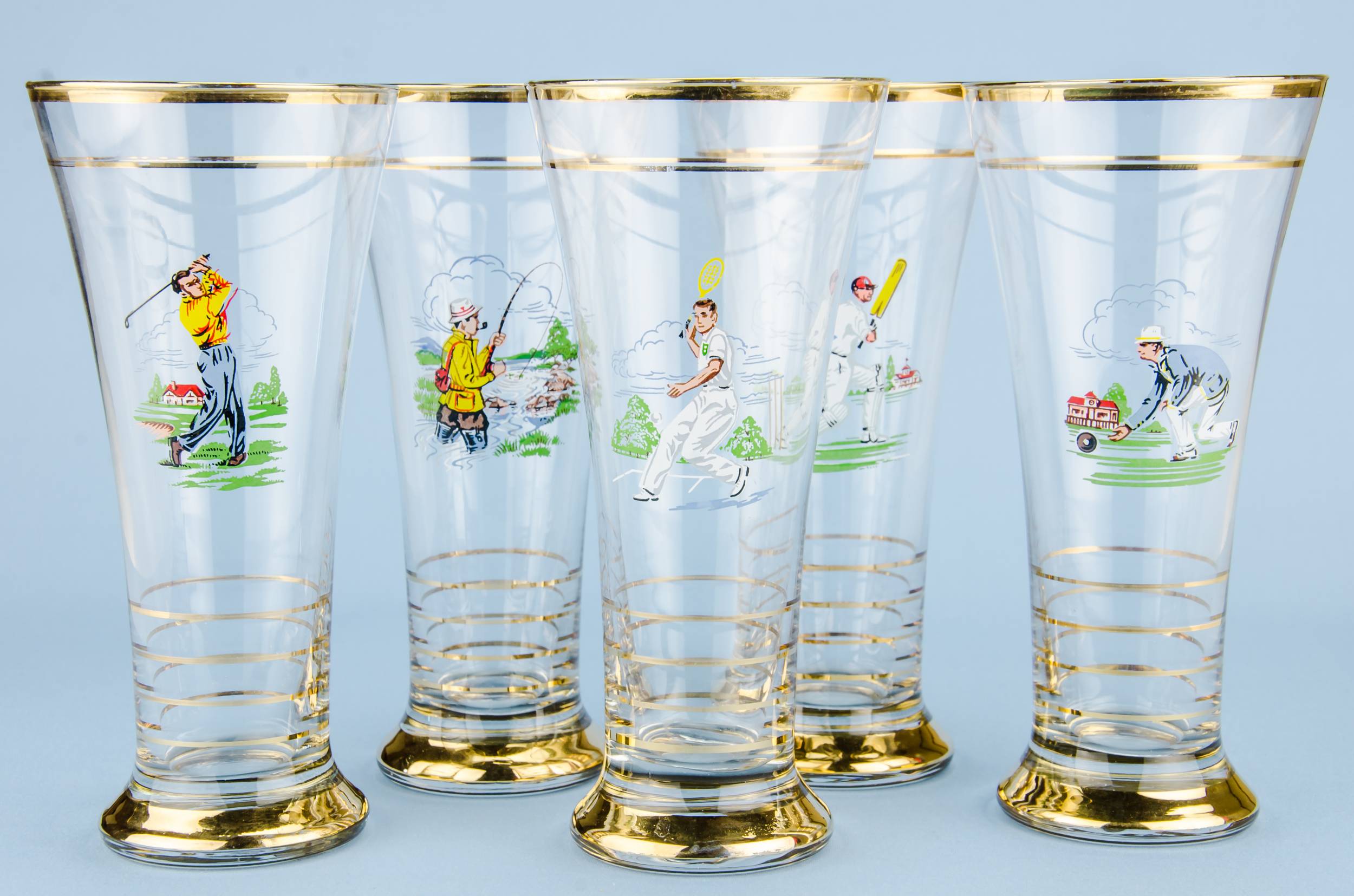 Crystal Vintage Sports — 5 trumpet beer glasses 1