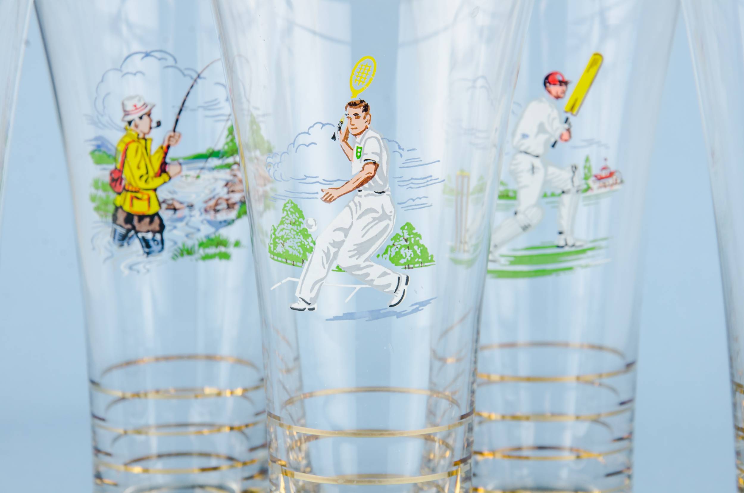 Crystal Vintage Sports — 5 trumpet beer glasses 2