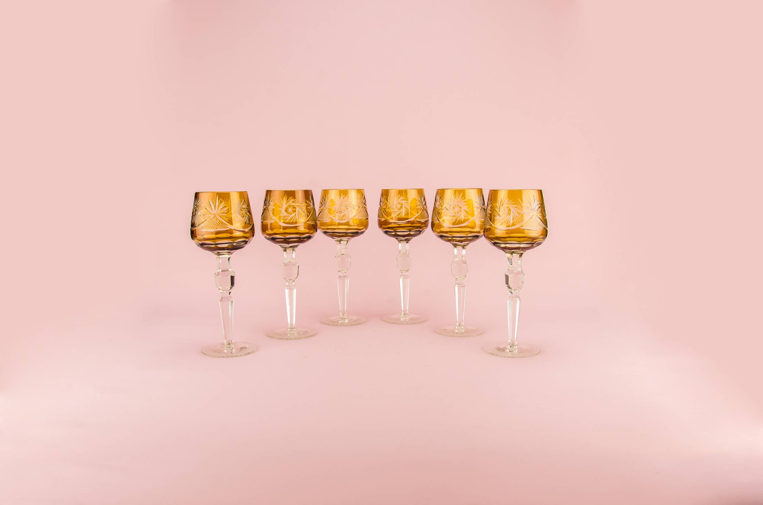 Amber Cut Dessert — 6 large wine glasses 2