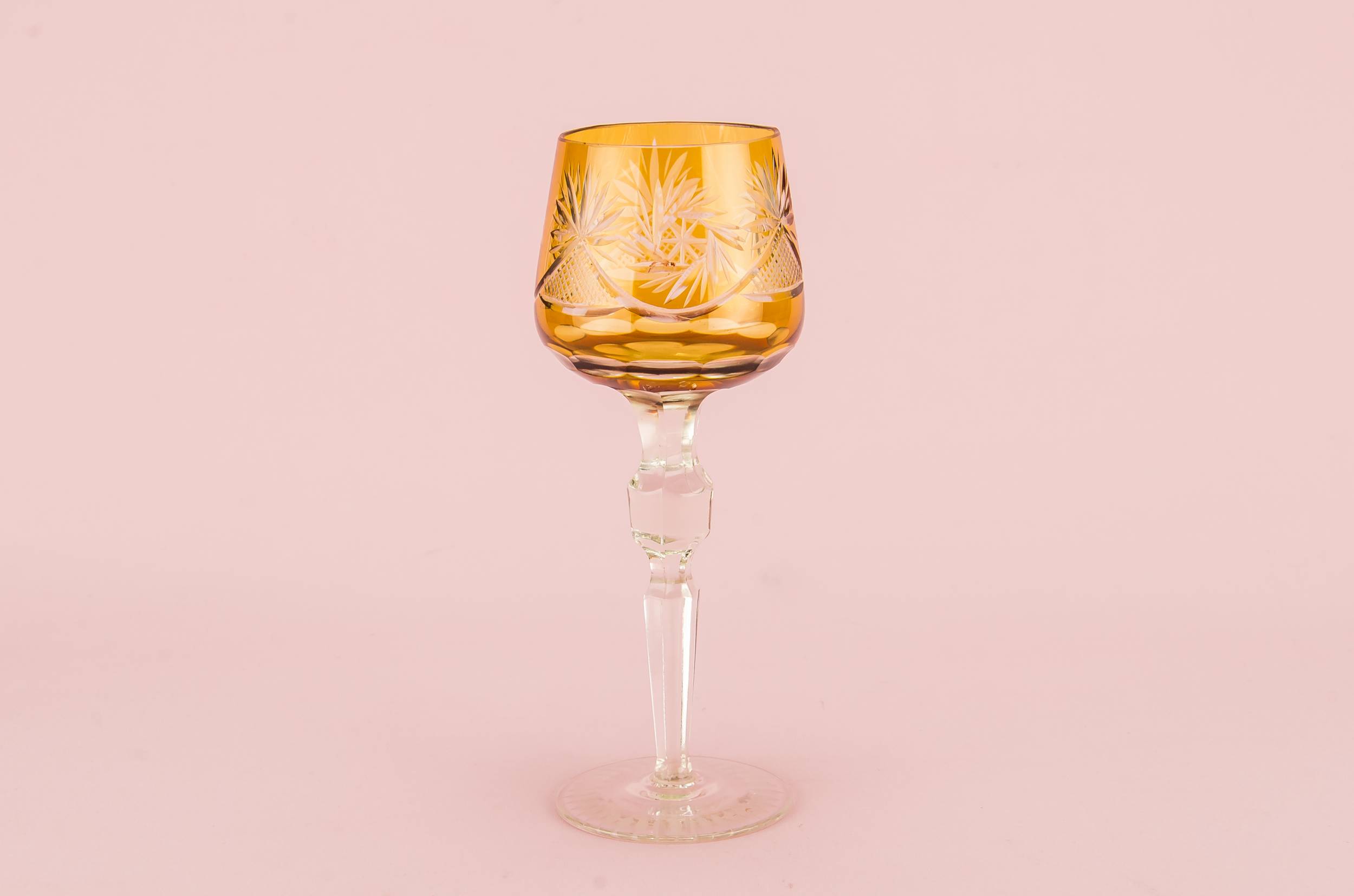 Amber Cut Dessert — 6 large wine glasses