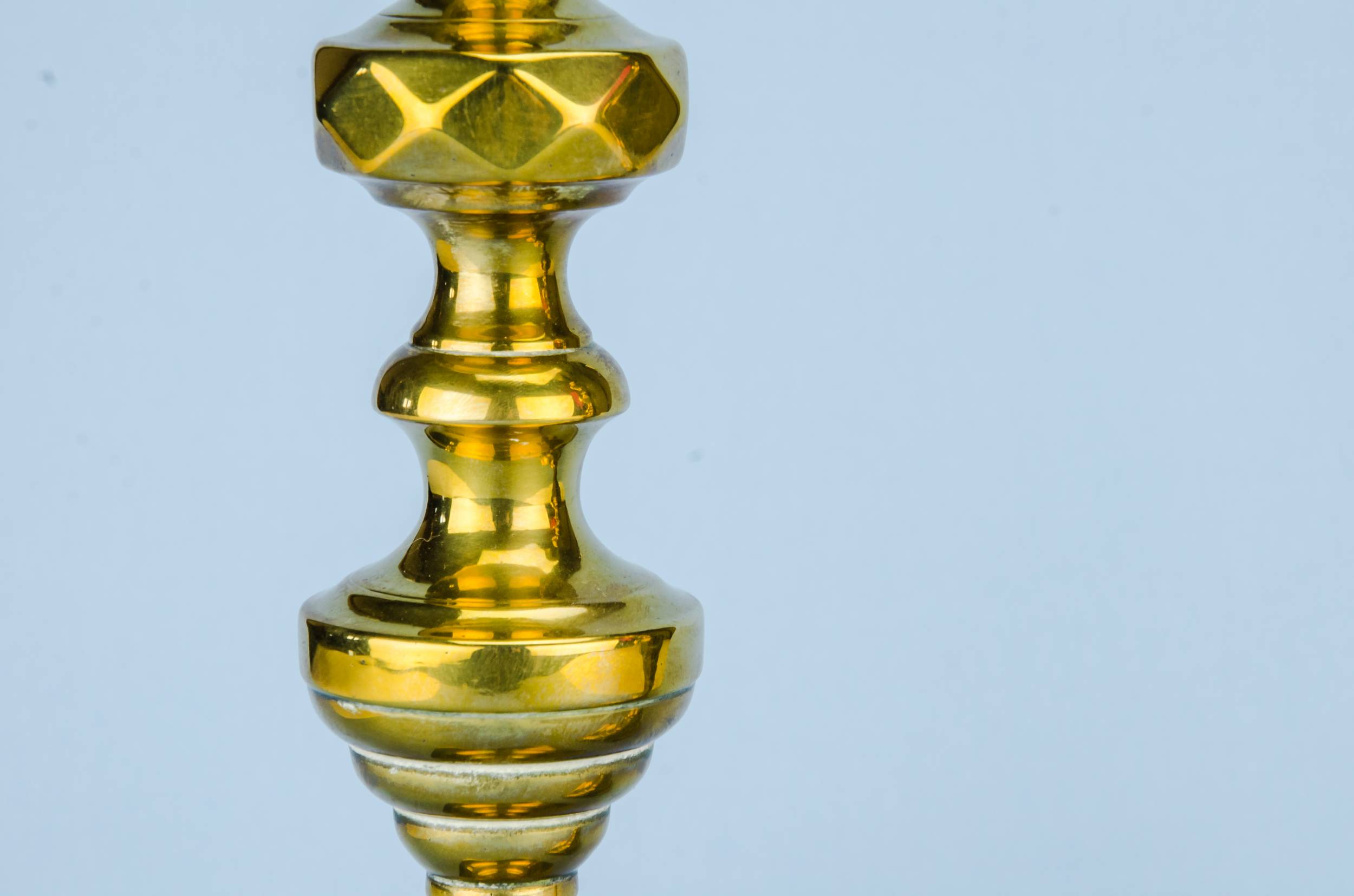 Antique Brass Faceted — Pair of brass candlesticks 1