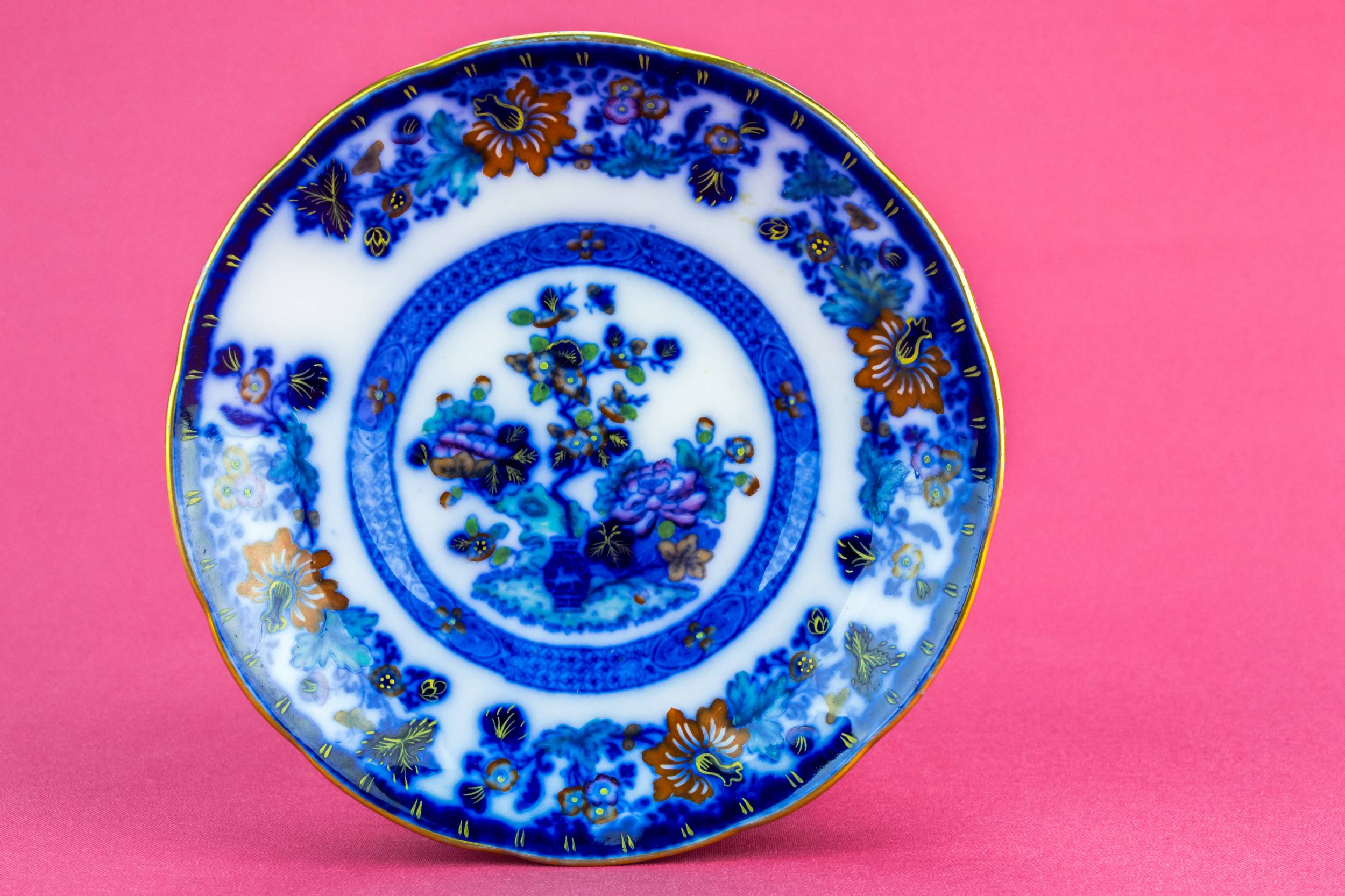 Antique Victorian TEACUP — Flow blue teacup & saucer 2