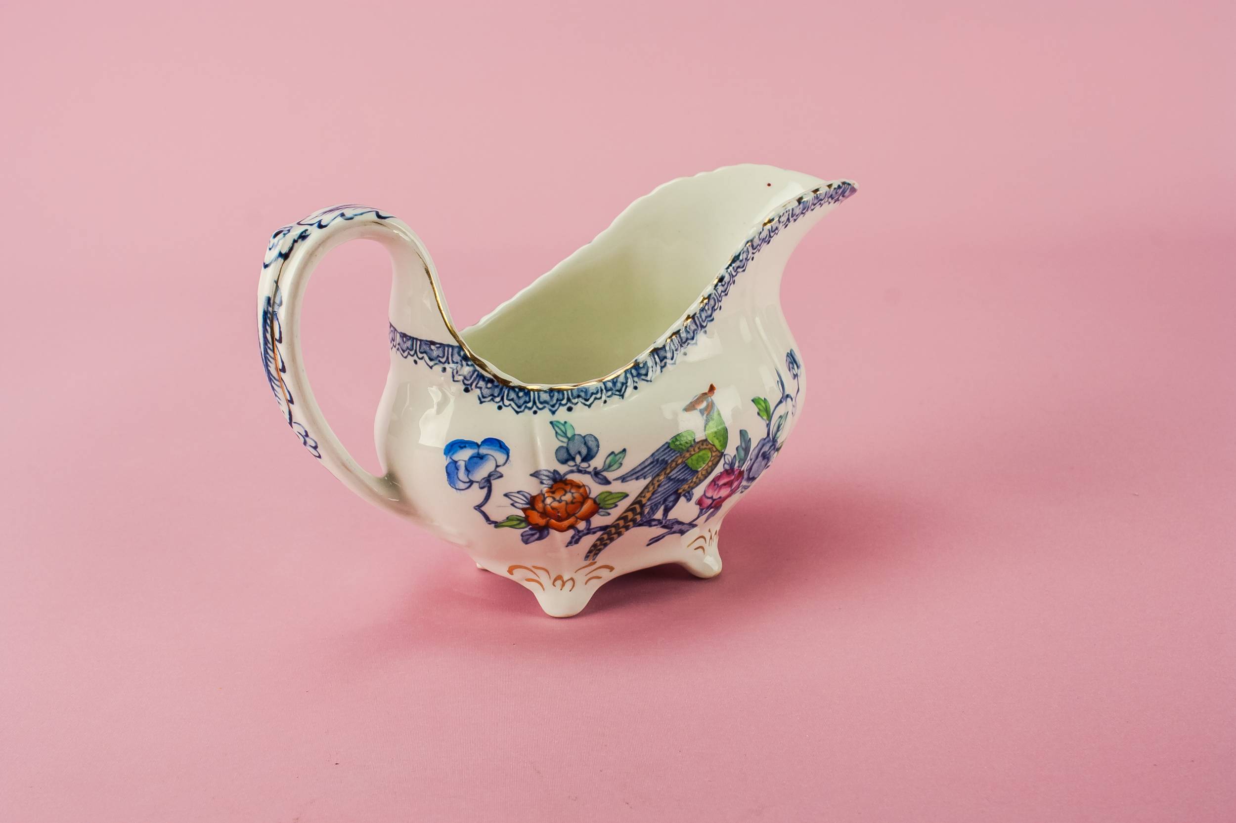 Vintage Elegant GRAVY — Blue and white gravy boat 2