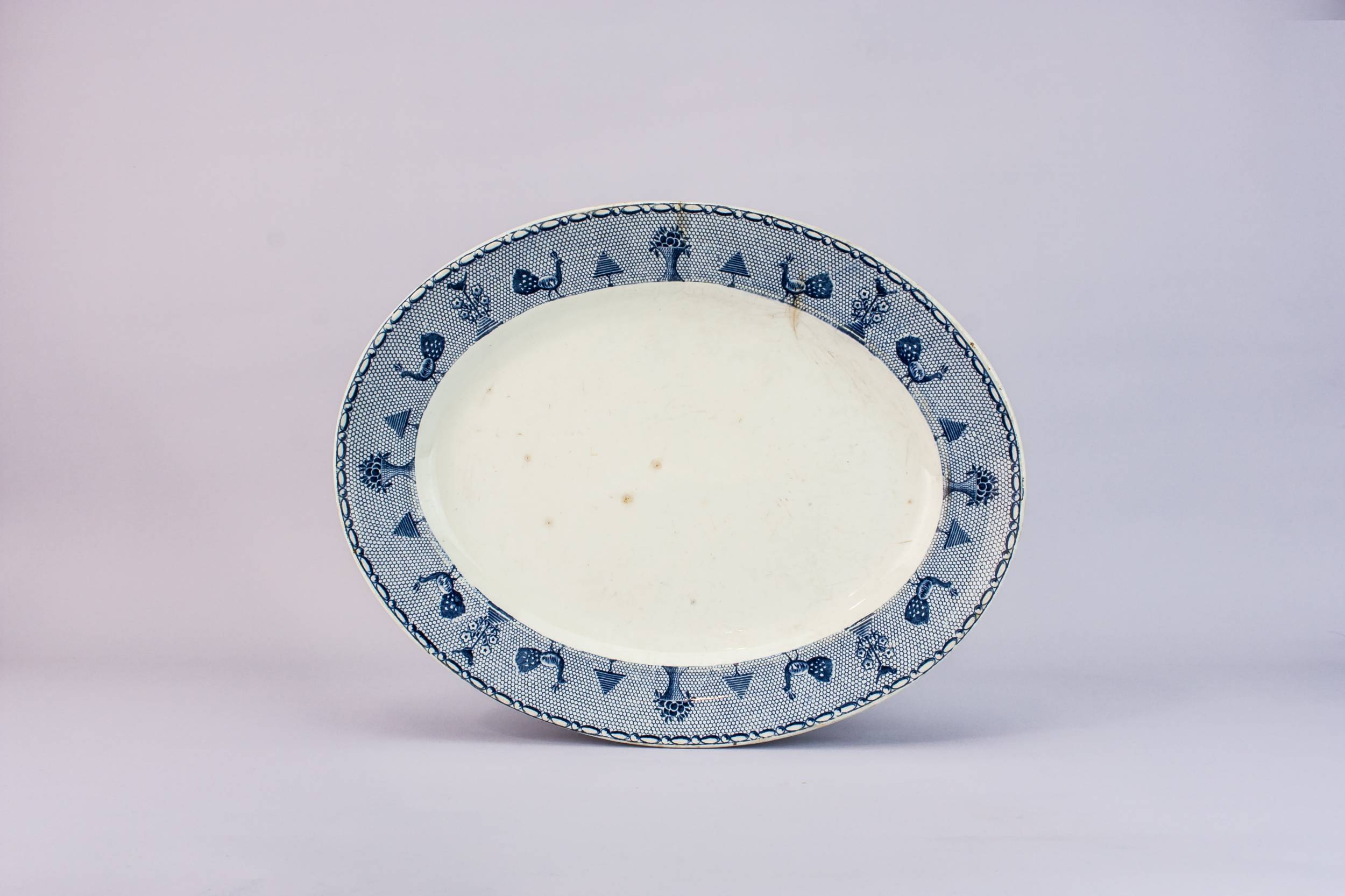 Rustic Pottery Peacock — Art Deco pottery platter