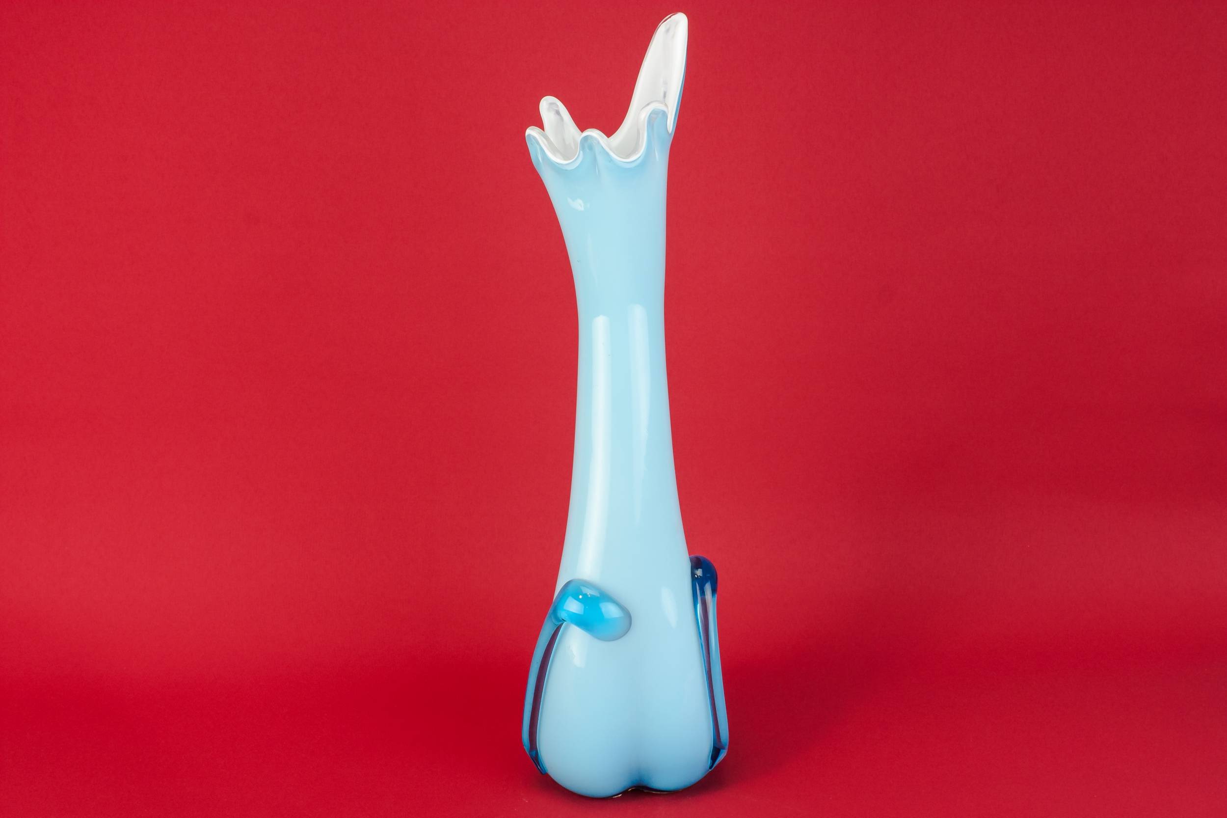 Vintage Modernist Glass — Blue glass Modernist vase