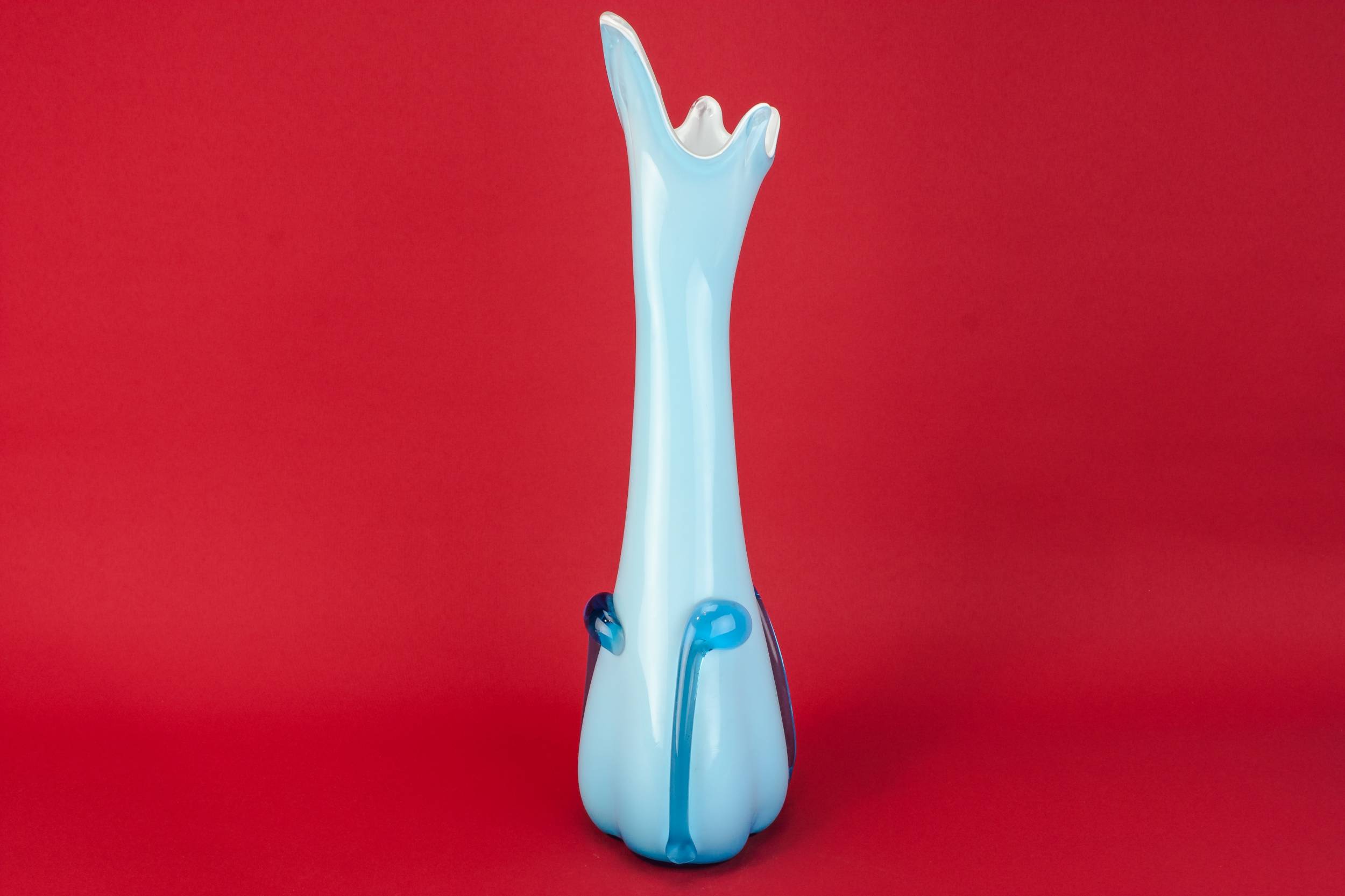 Vintage Modernist Glass — Blue glass Modernist vase 2