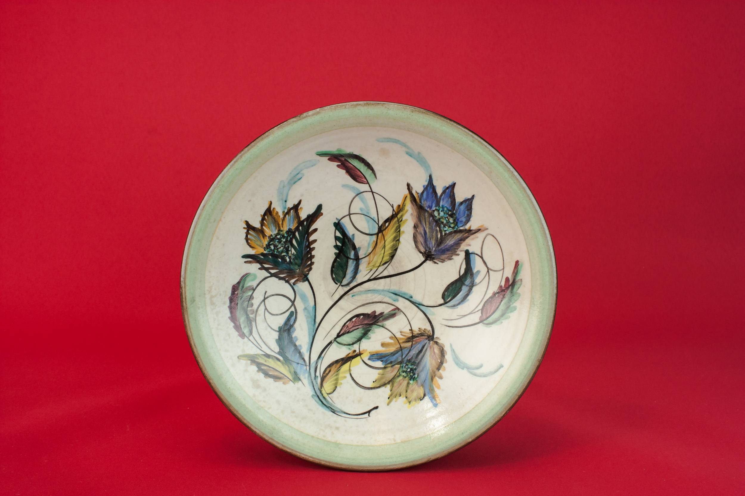 Pottery Retro Floral — Serving bowl on foot