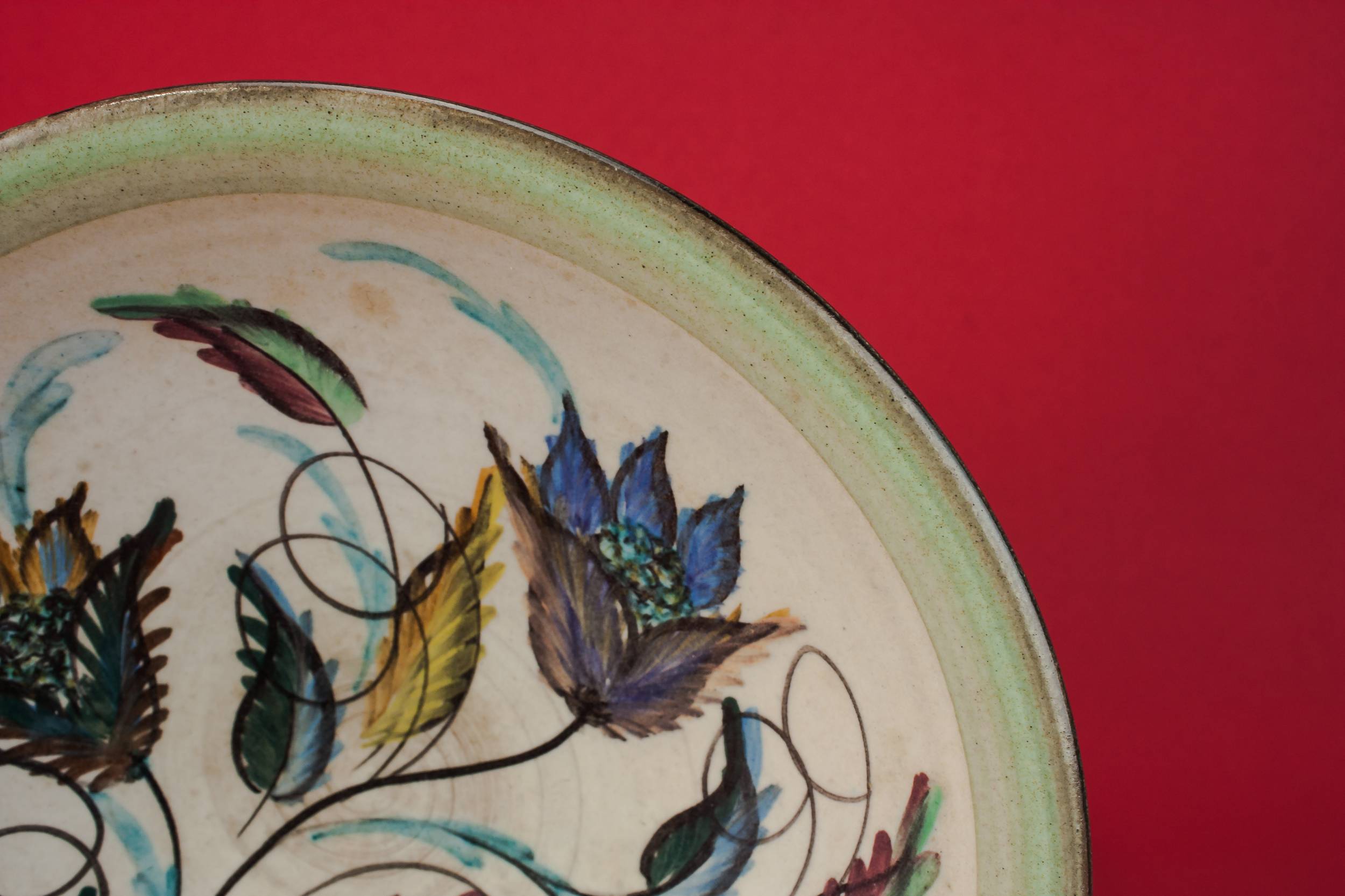 Pottery Retro Floral — Serving bowl on foot 2