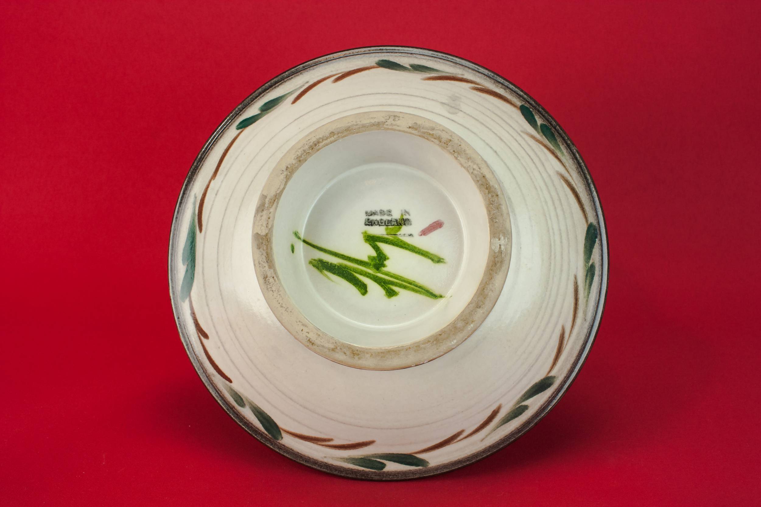 Pottery Retro Floral — Serving bowl on foot 3