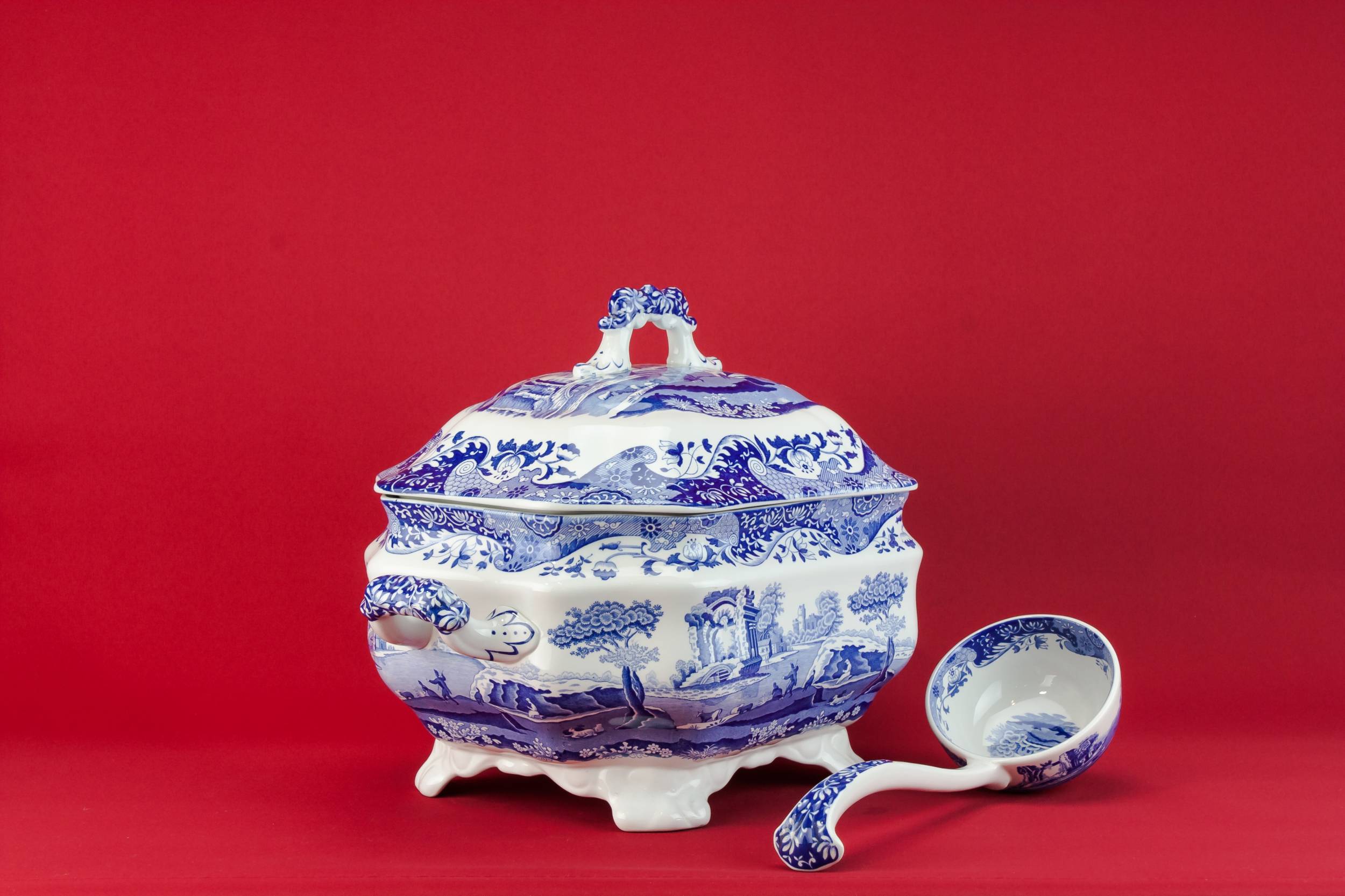 Pottery Vintage Spodes — Large tureen and ladle 1