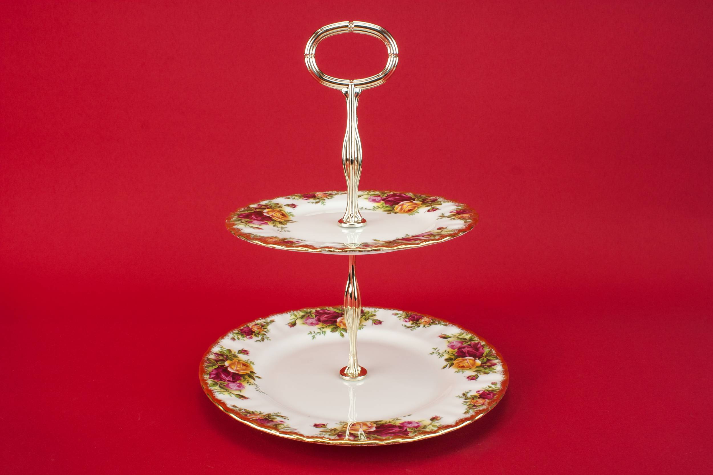 Vintage Elegant Medium — 2 tier bone china cake stand