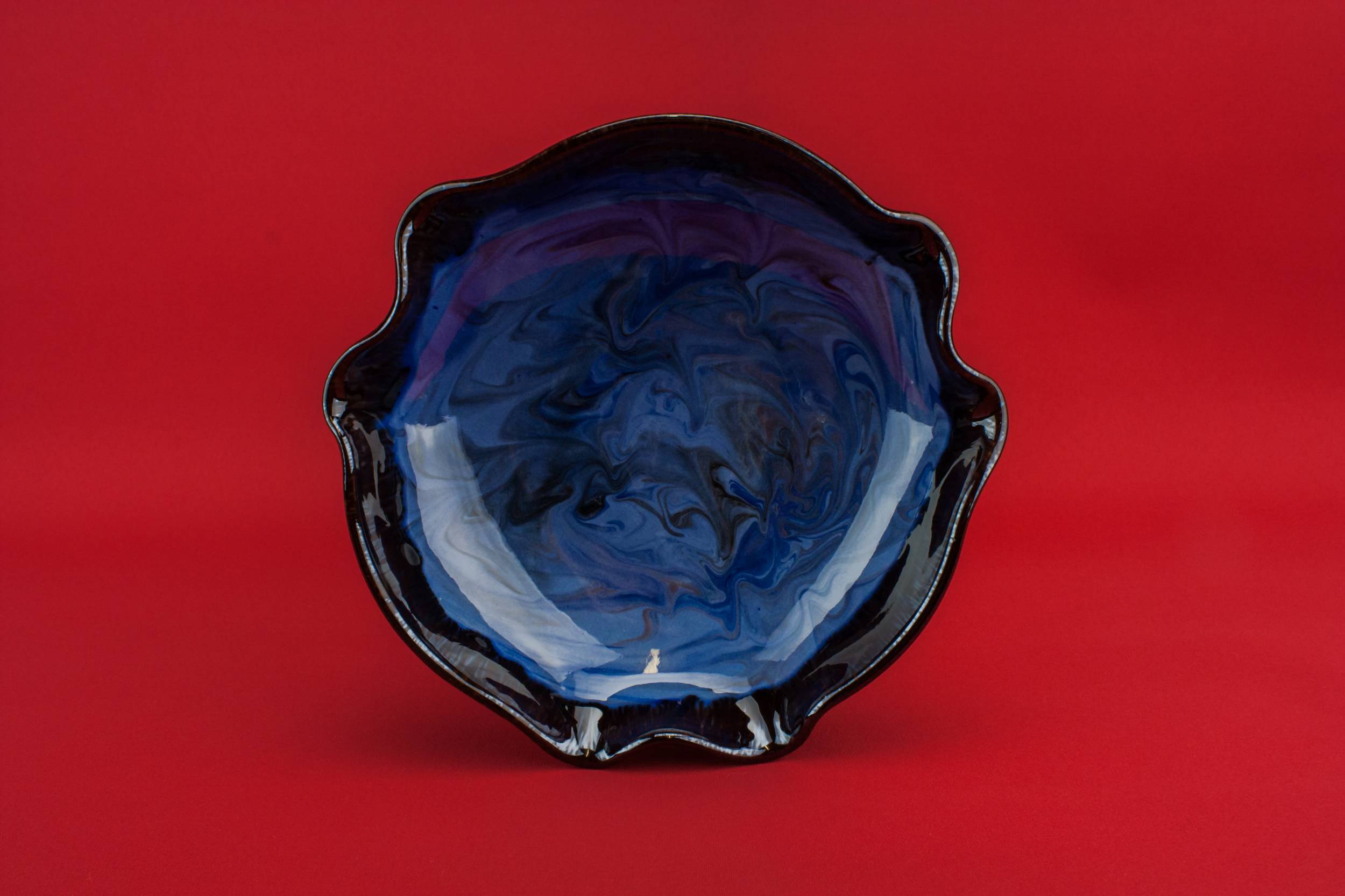 Modernist Marbled Service — Blacn & blue serving bowl