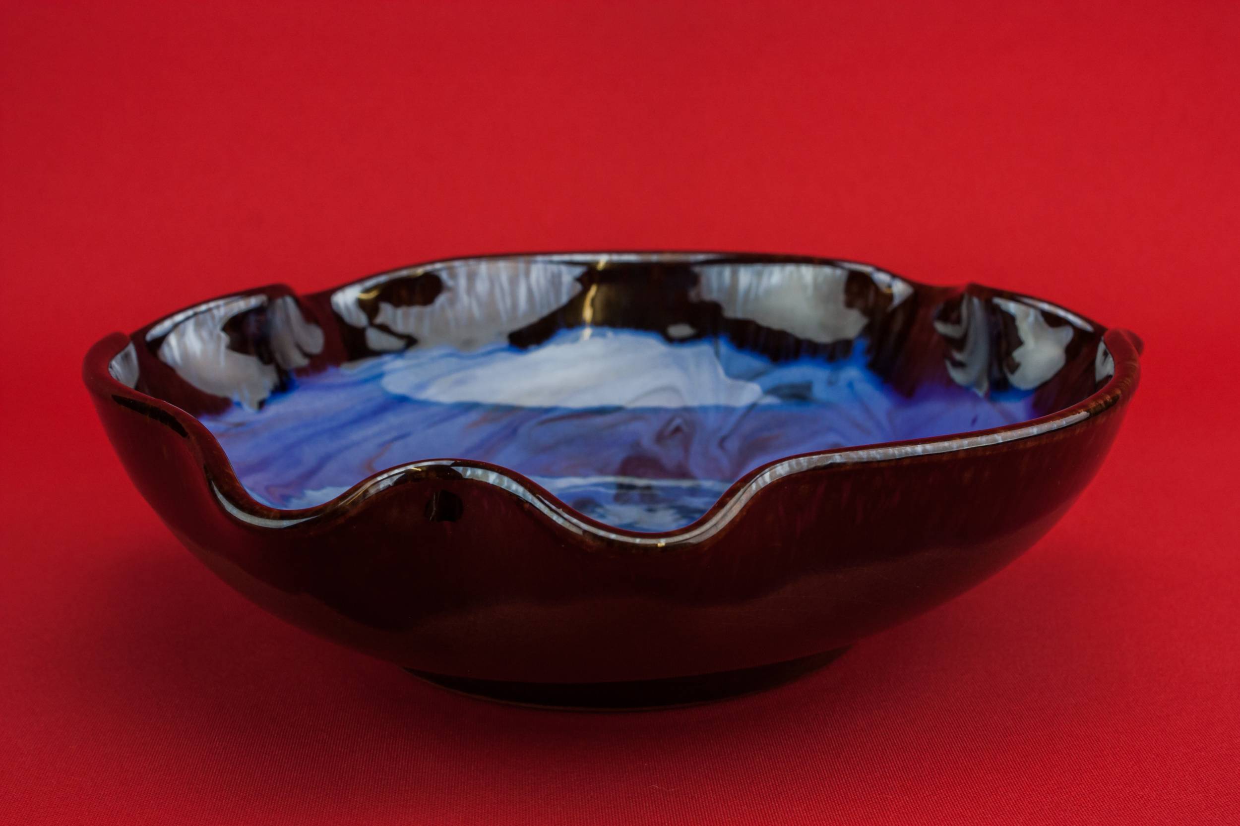 Modernist Marbled Service — Blacn & blue serving bowl 2