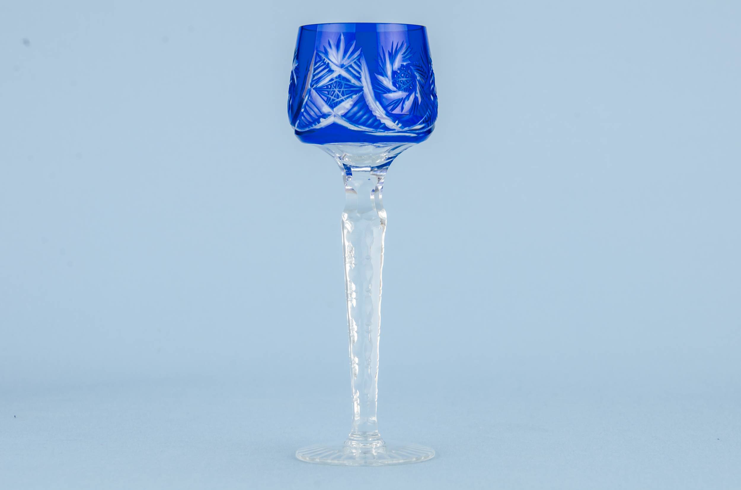 Blue Retro Pinwheel — 2 blue shot stem glasses