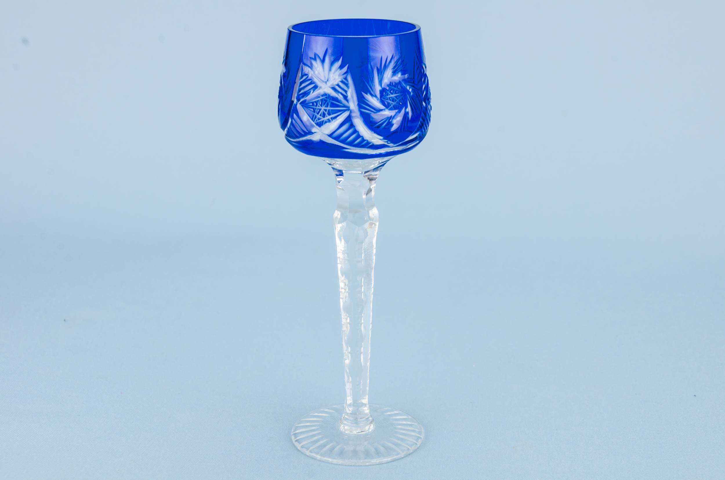 Blue Retro Pinwheel — 2 blue shot stem glasses 2