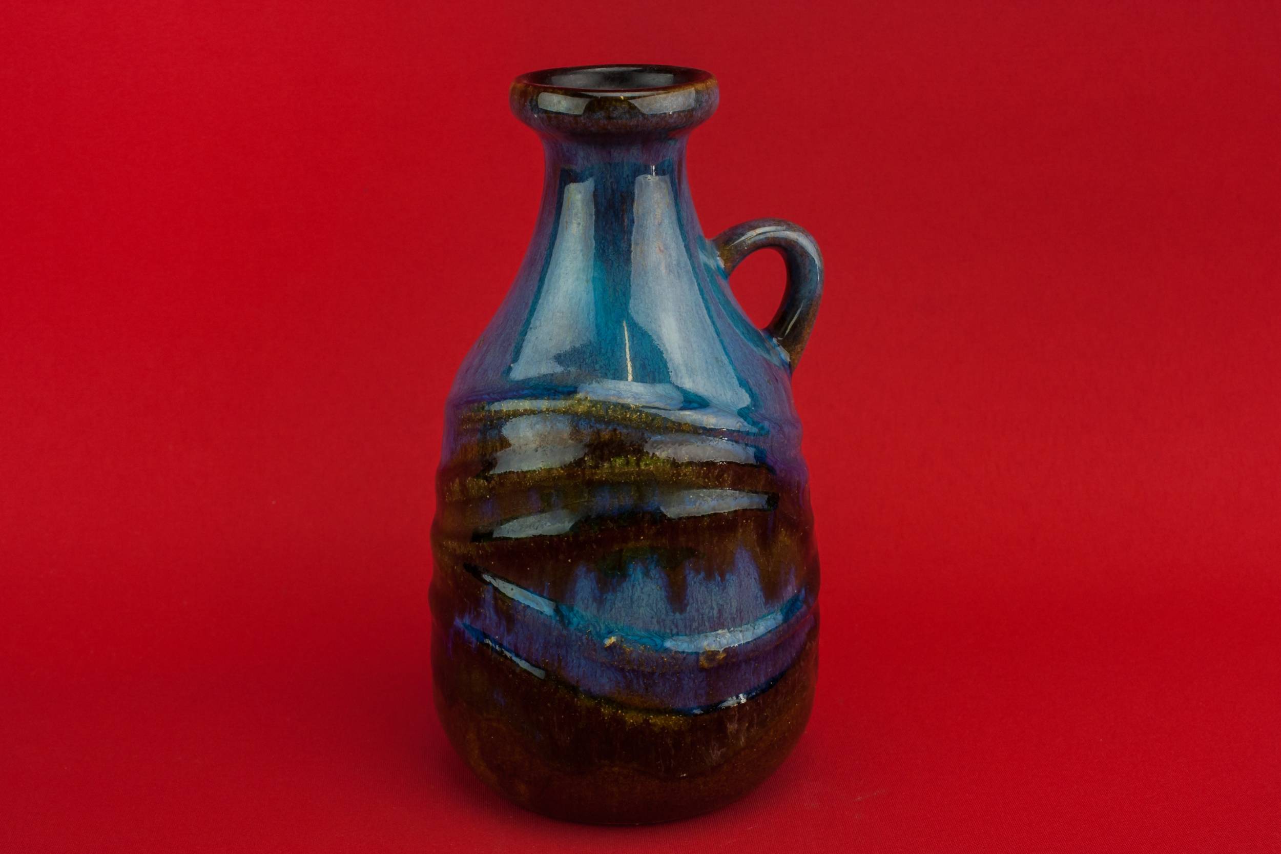 Vintage Modernist Lemonade — Blue pottery jug