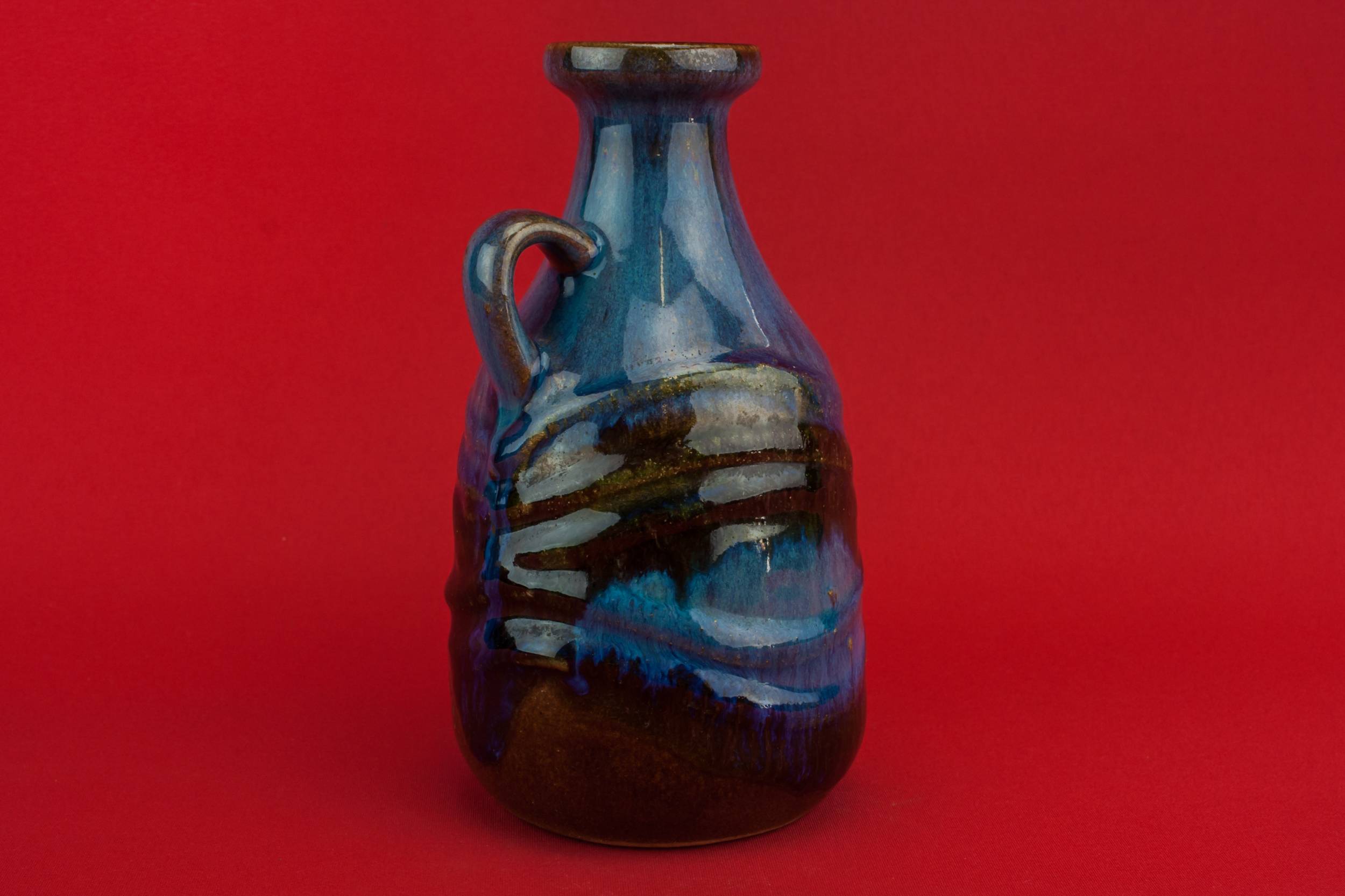 Vintage Modernist Lemonade — Blue pottery jug 1
