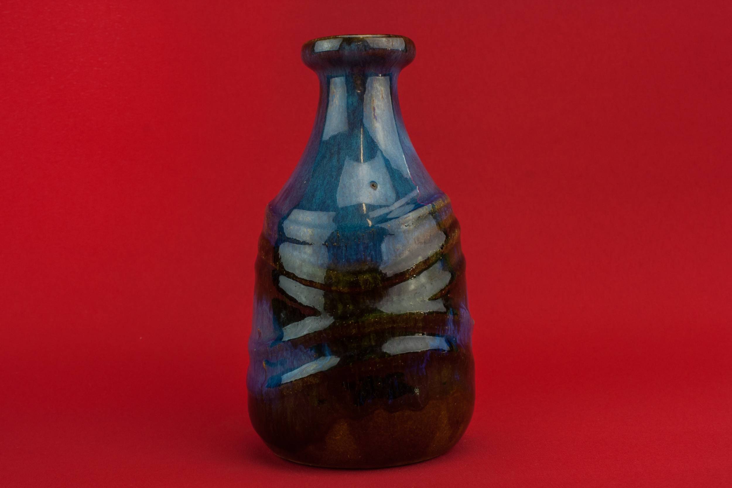 Vintage Modernist Lemonade — Blue pottery jug 2