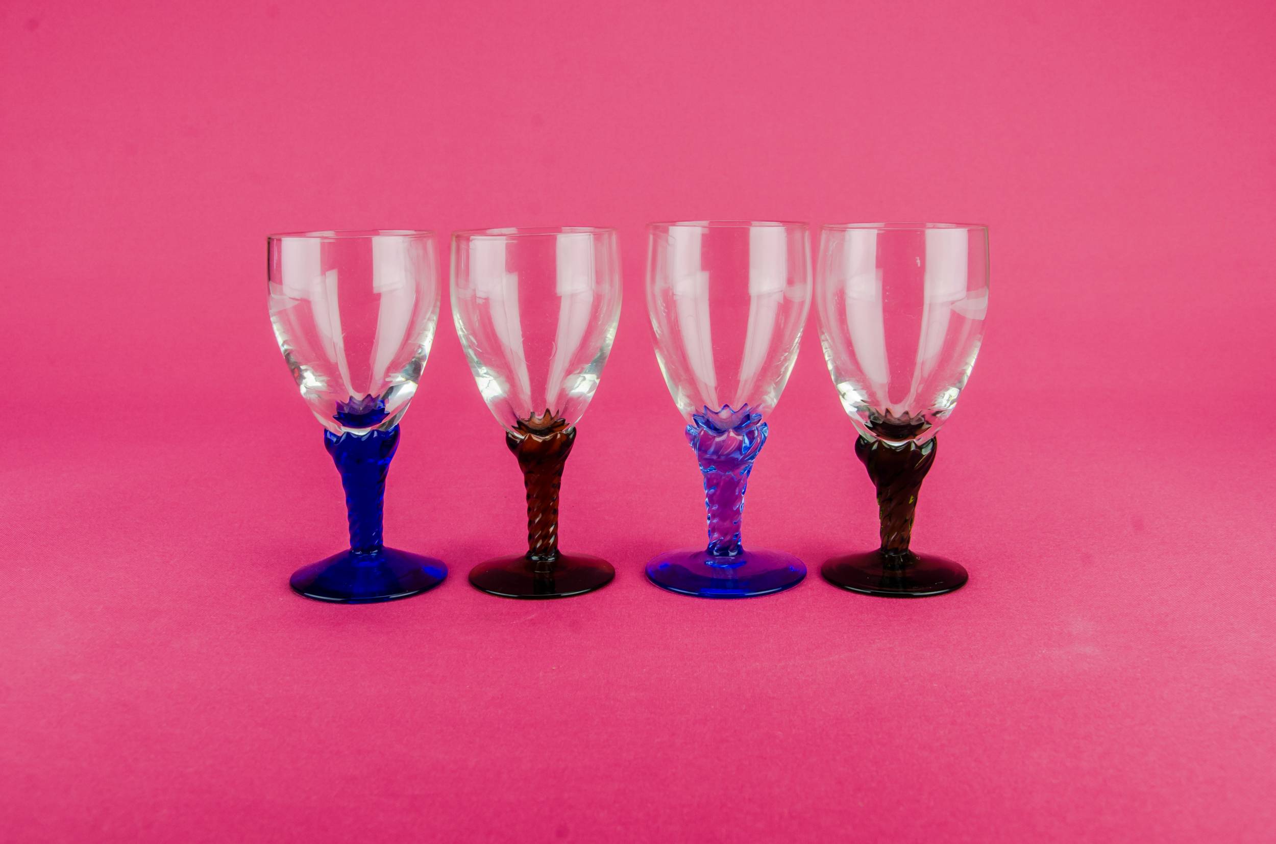 Vintage Blown Twisted — 4 stem port glasses
