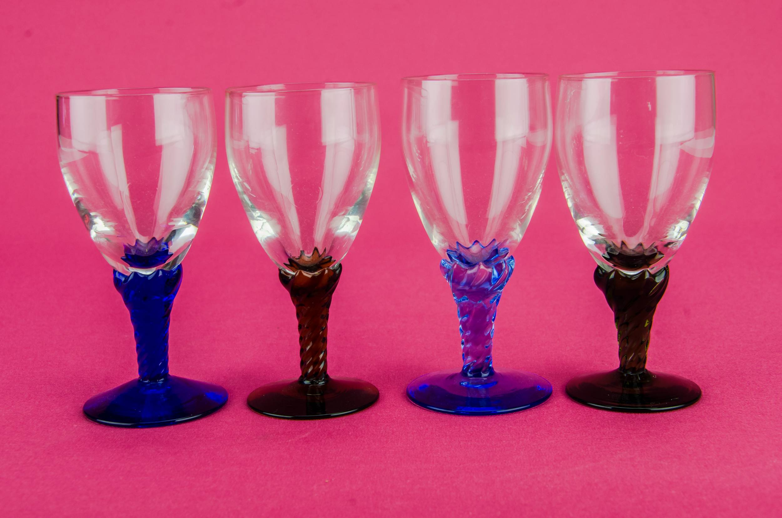Vintage Blown Twisted — 4 stem port glasses 2