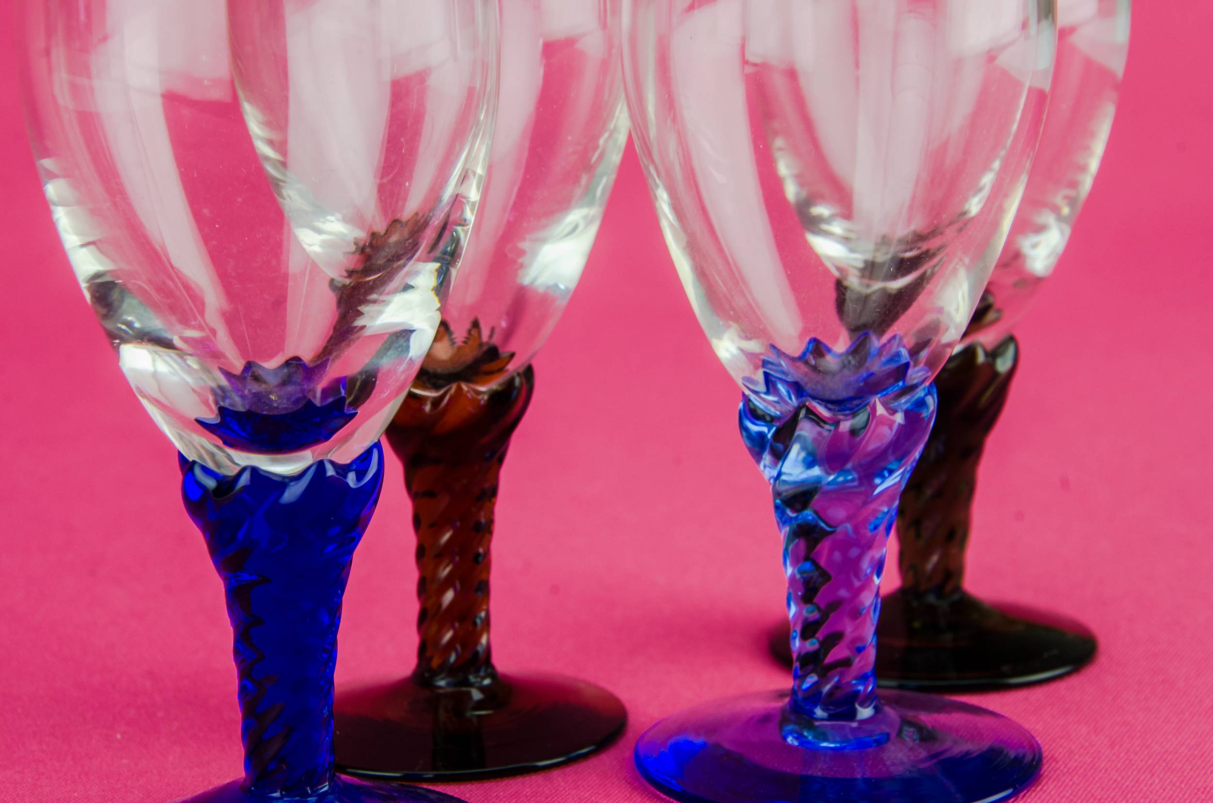 Vintage Blown Twisted — 4 stem port glasses 1