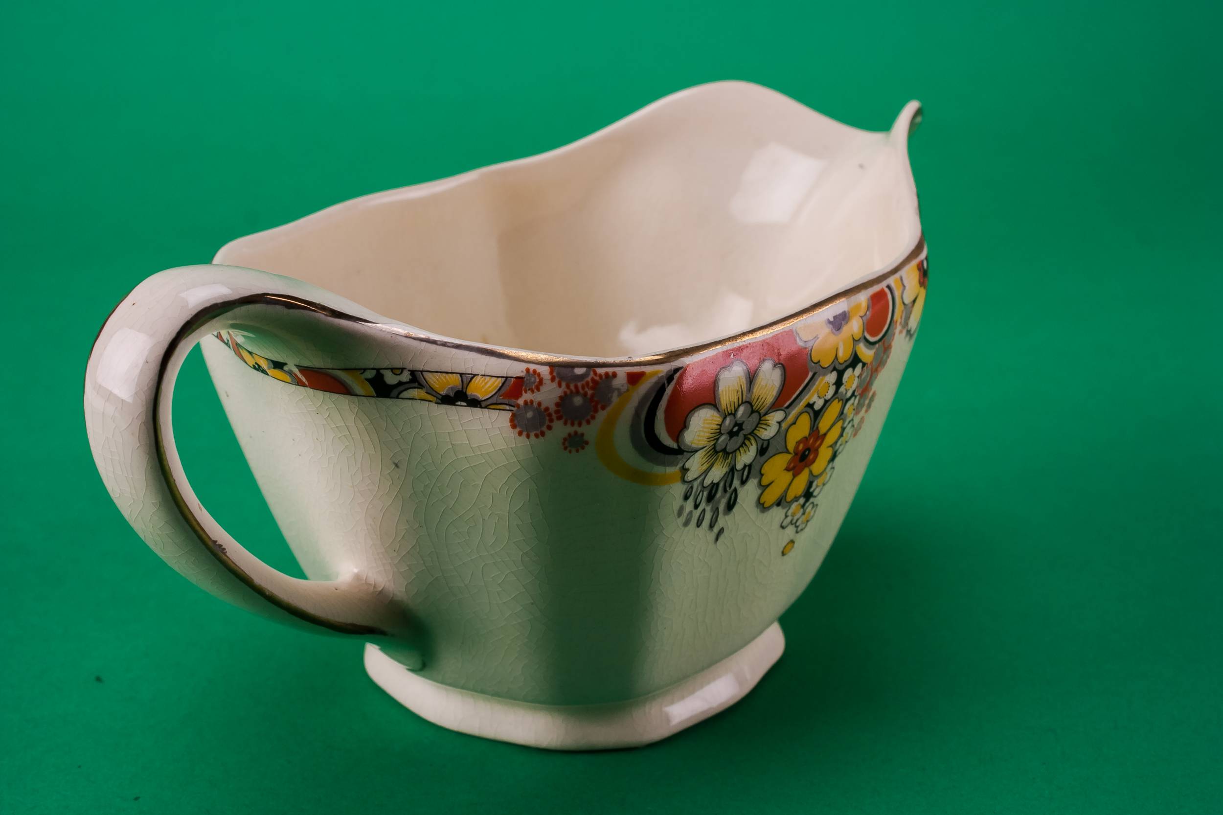 Vintage Pottery GRAVY — Art Deco pottery gravy boat 2