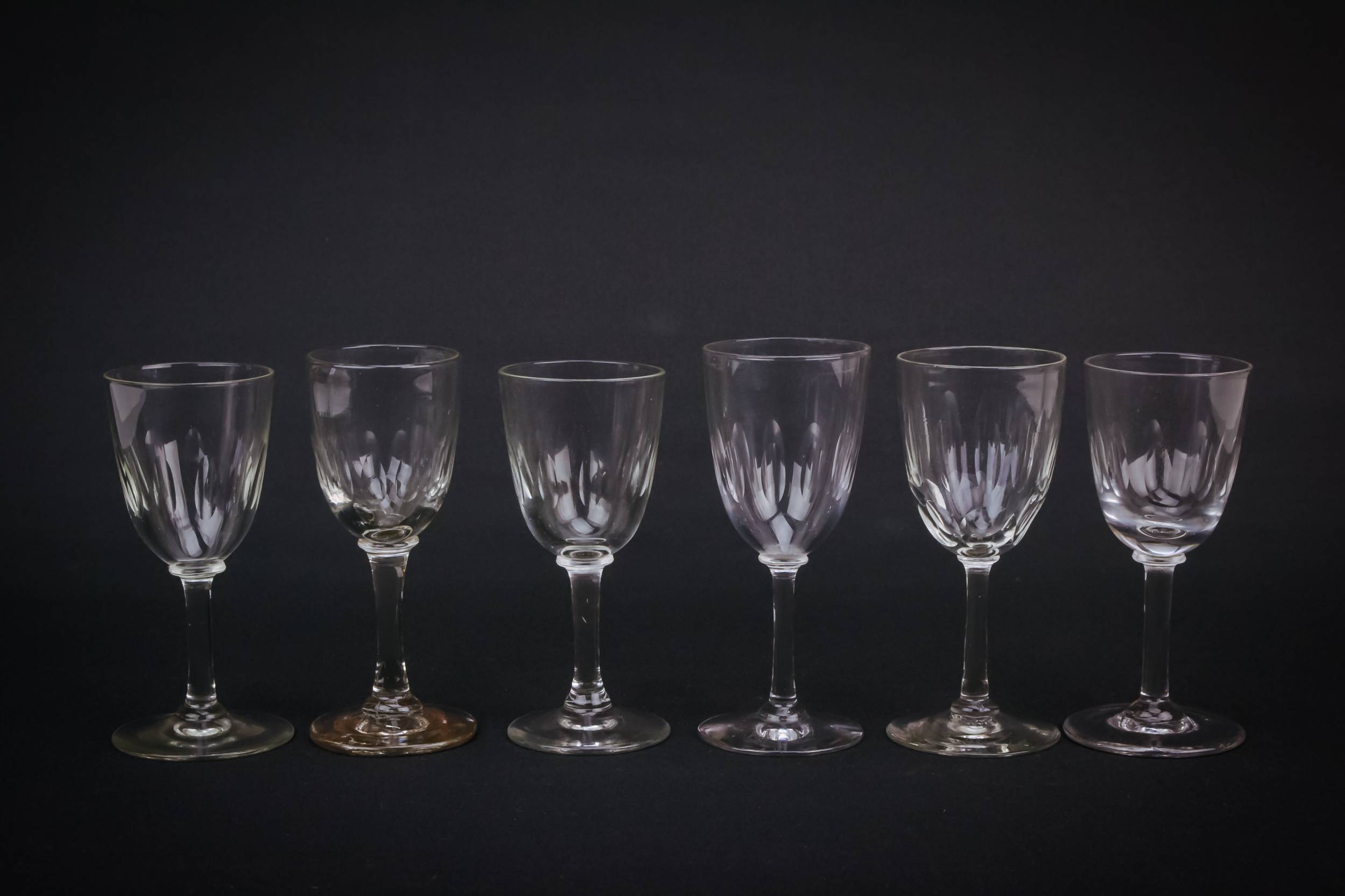 Victorian Crystal Panelled — 6 small port glasses 3