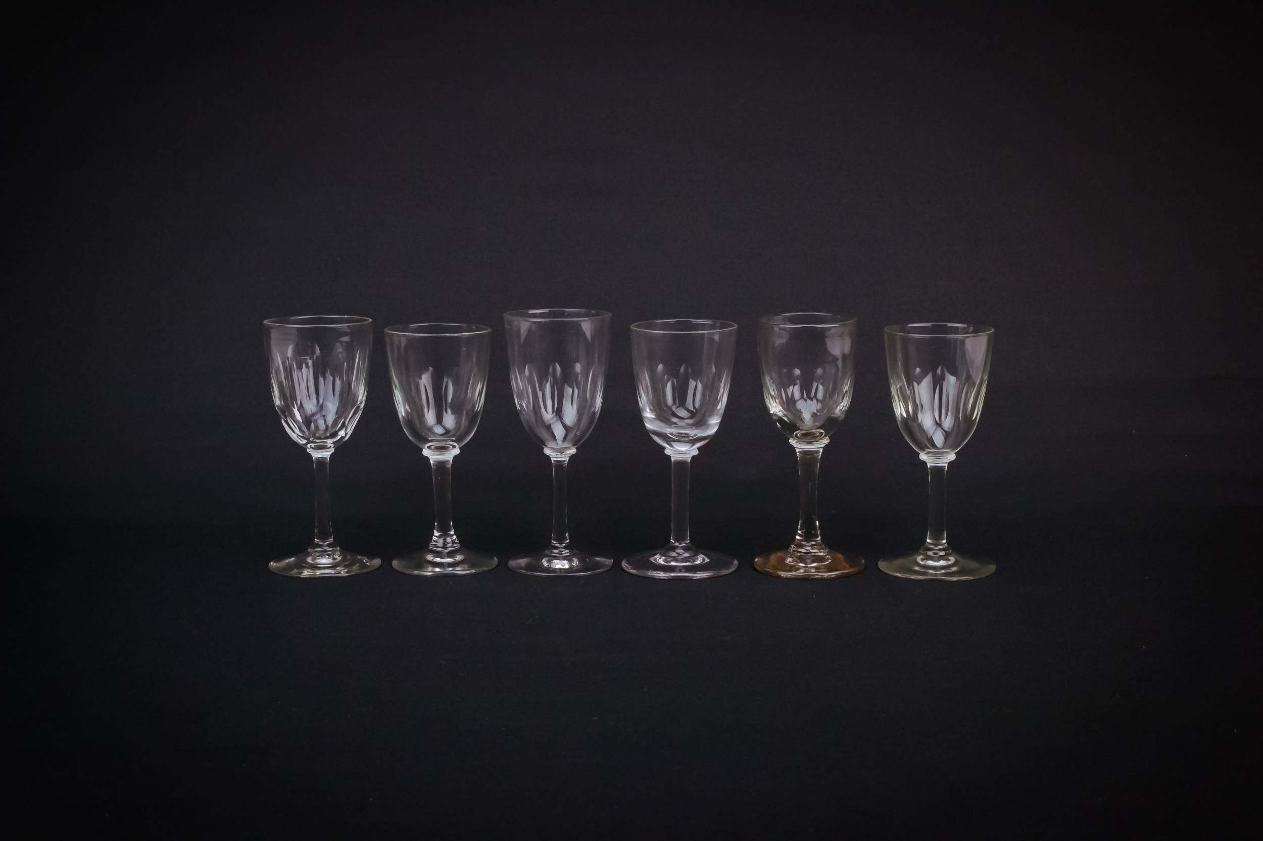 Victorian Crystal Panelled — 6 small port glasses