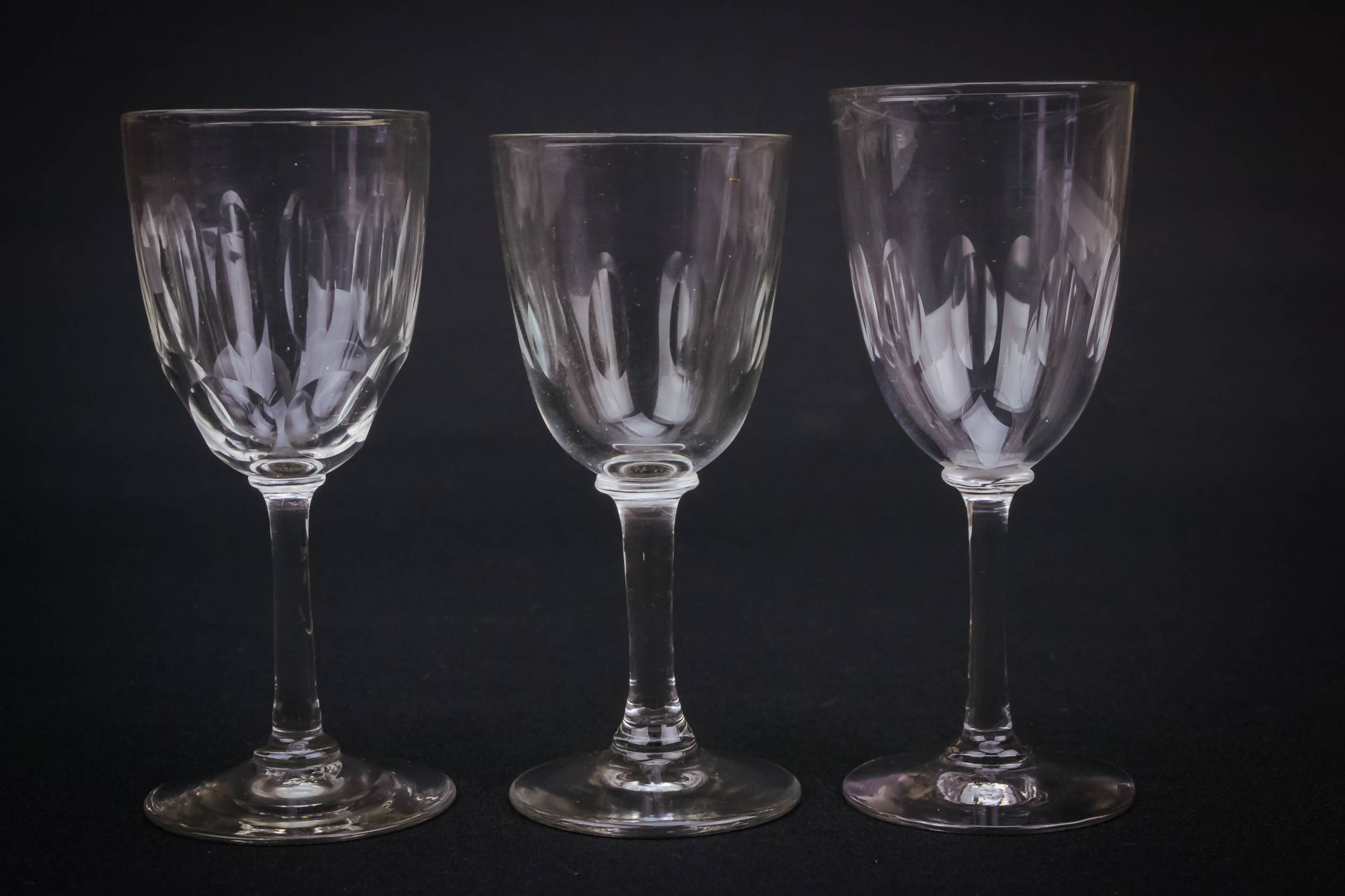 Victorian Crystal Panelled — 6 small port glasses 1
