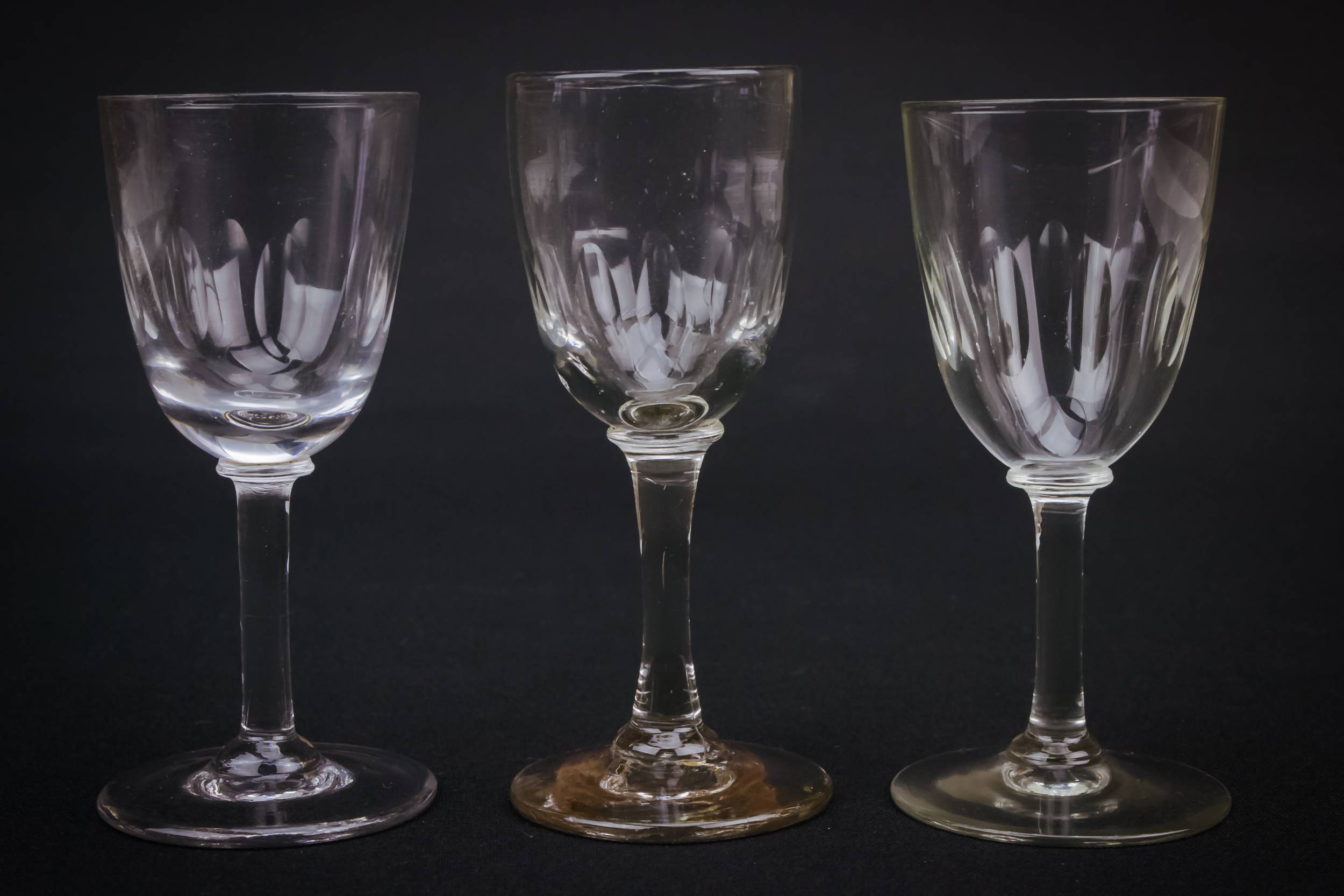 Victorian Crystal Panelled — 6 small port glasses 2